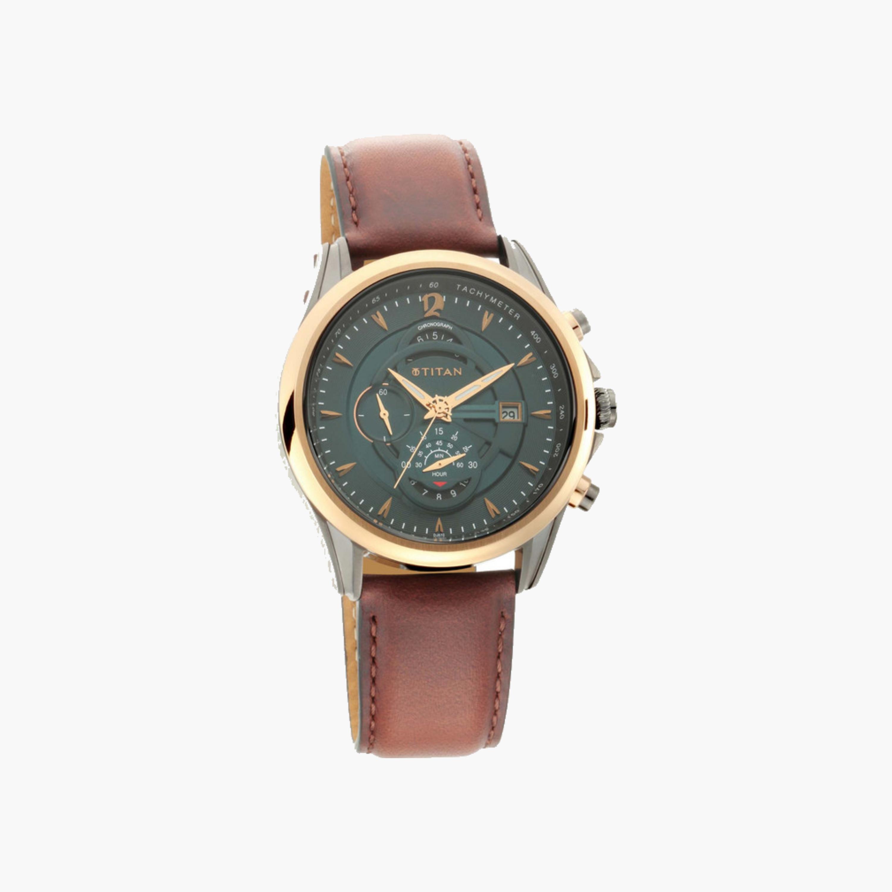 Chronograph Men's Watch, Leather Strap-men-watchesandjewellery-watches-image-3