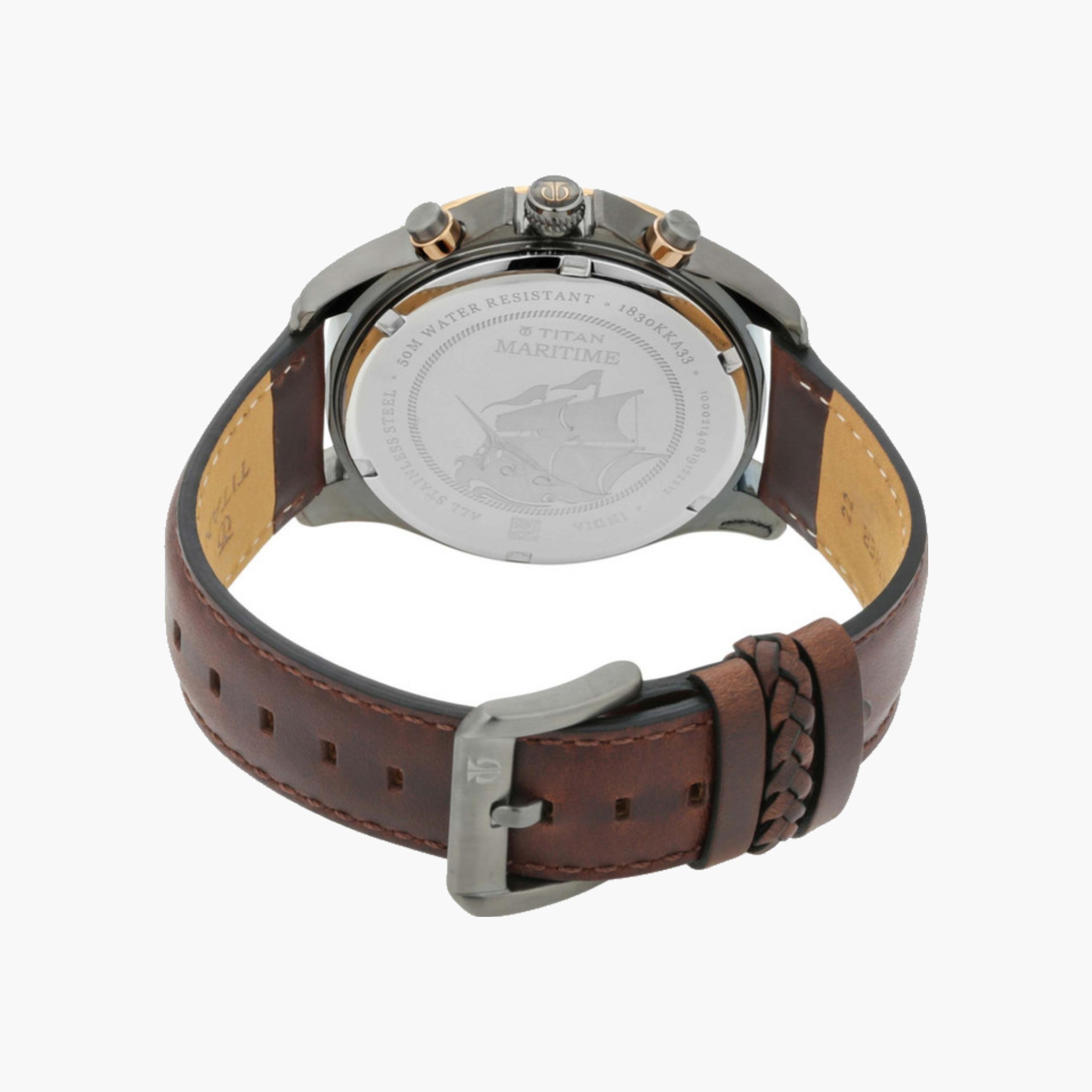Chronograph Men's Watch, Leather Strap-men-watchesandjewellery-watches-image-4