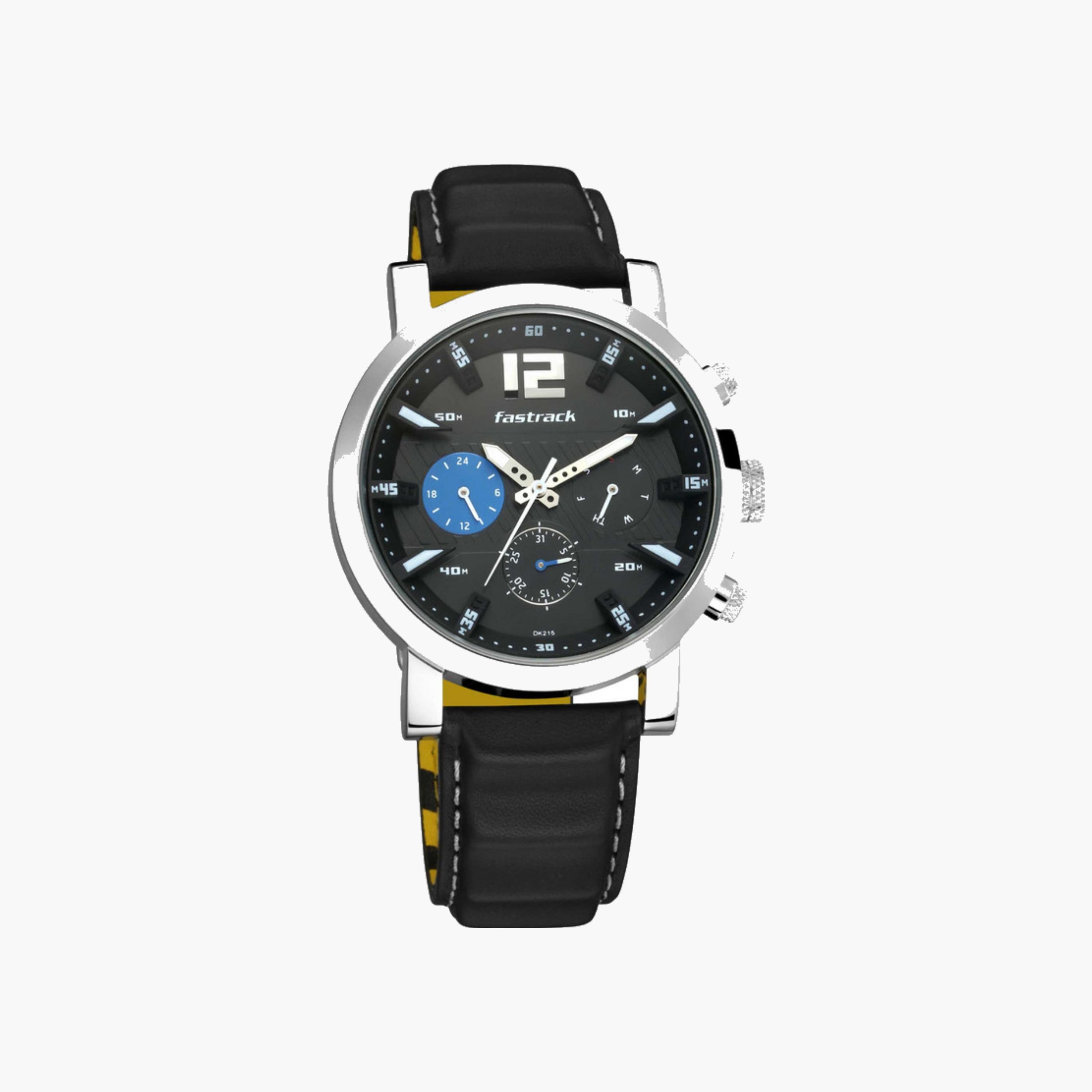 Chronograph Watch Black Dial Leather Strap-men-watchesandjewellery-watches-image-3