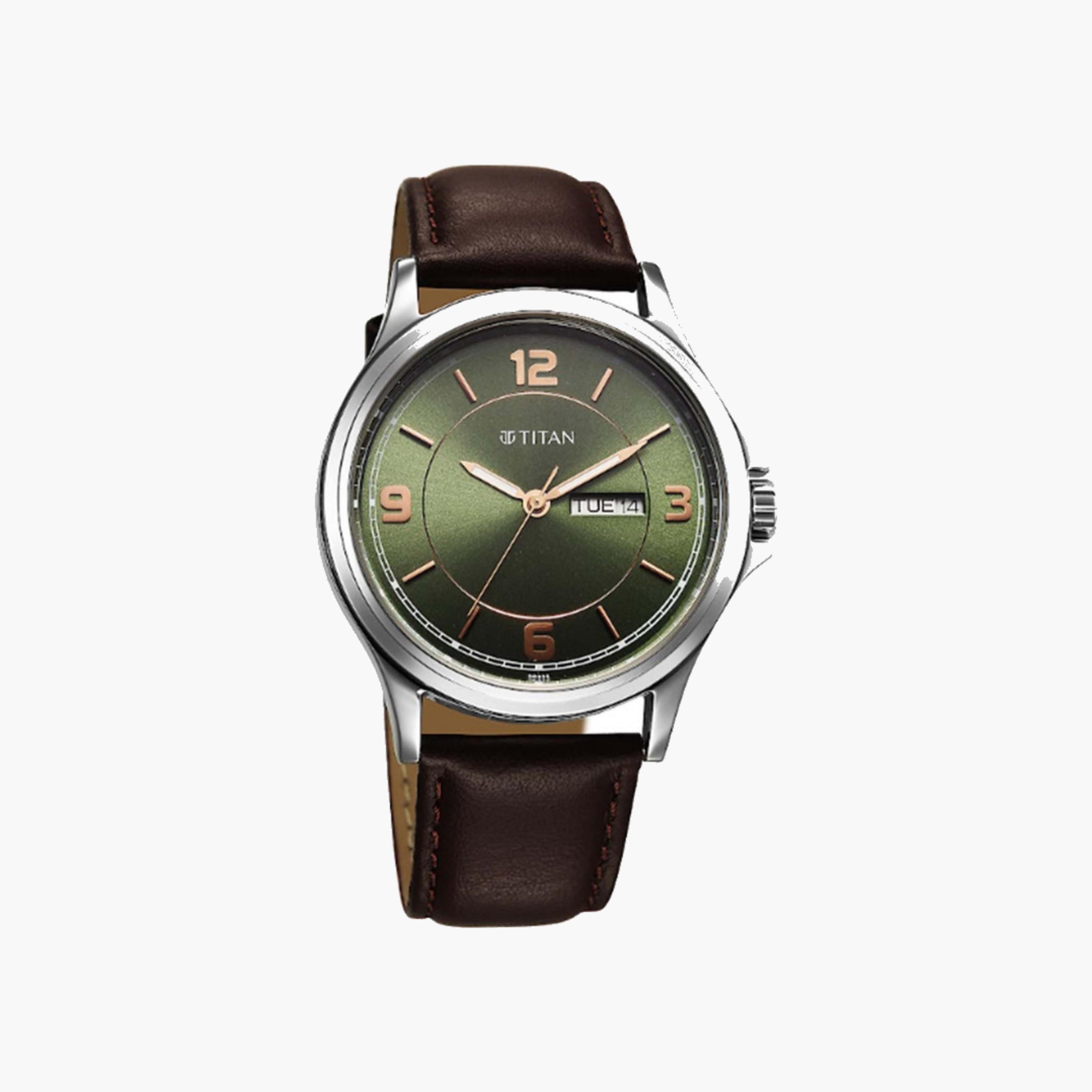 Green Dial Men's Leather Watch-men-watchesandjewellery-watches-image-1