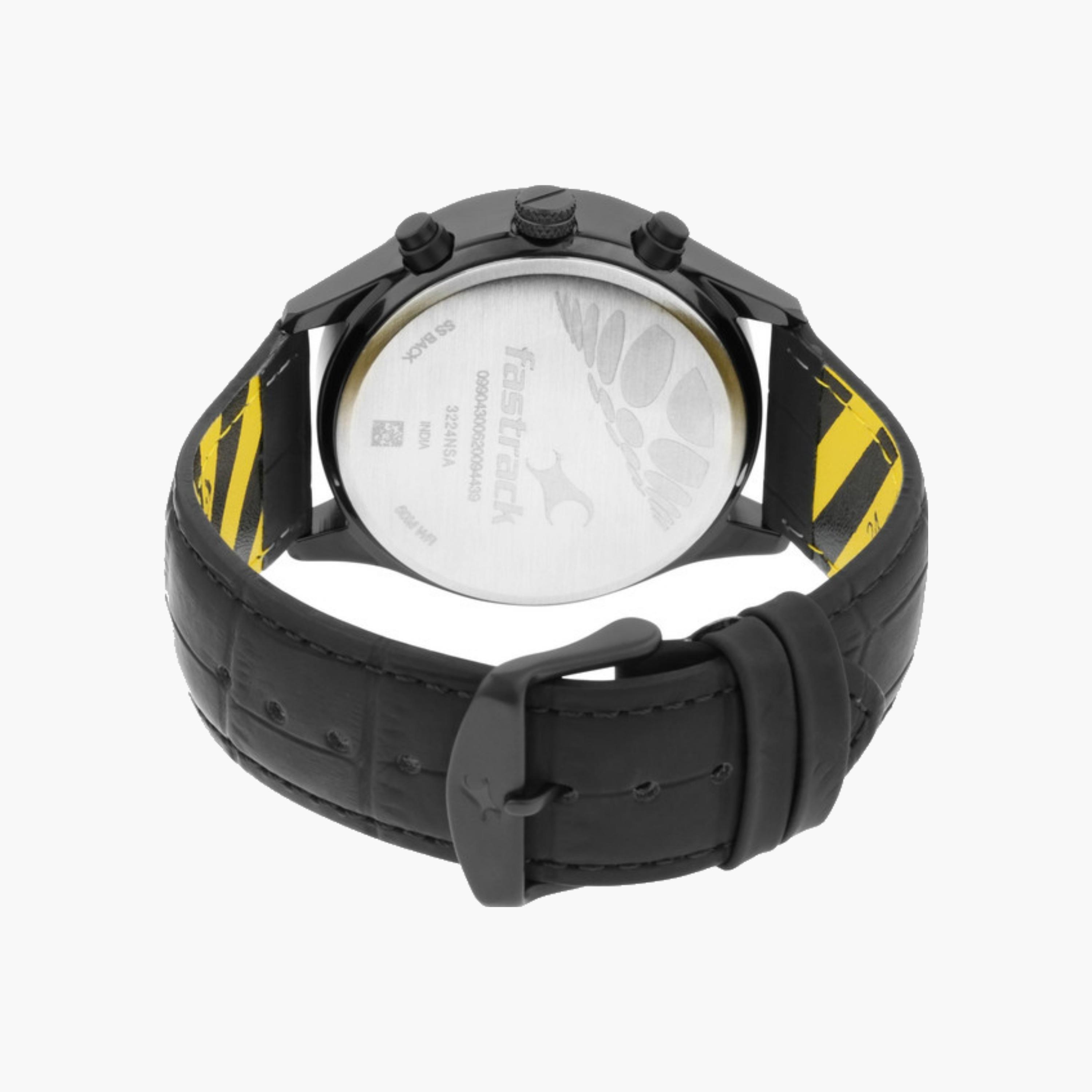 Chronograph Watch, Black Dial, Leather Strap-men-watchesandjewellery-watches-image-2