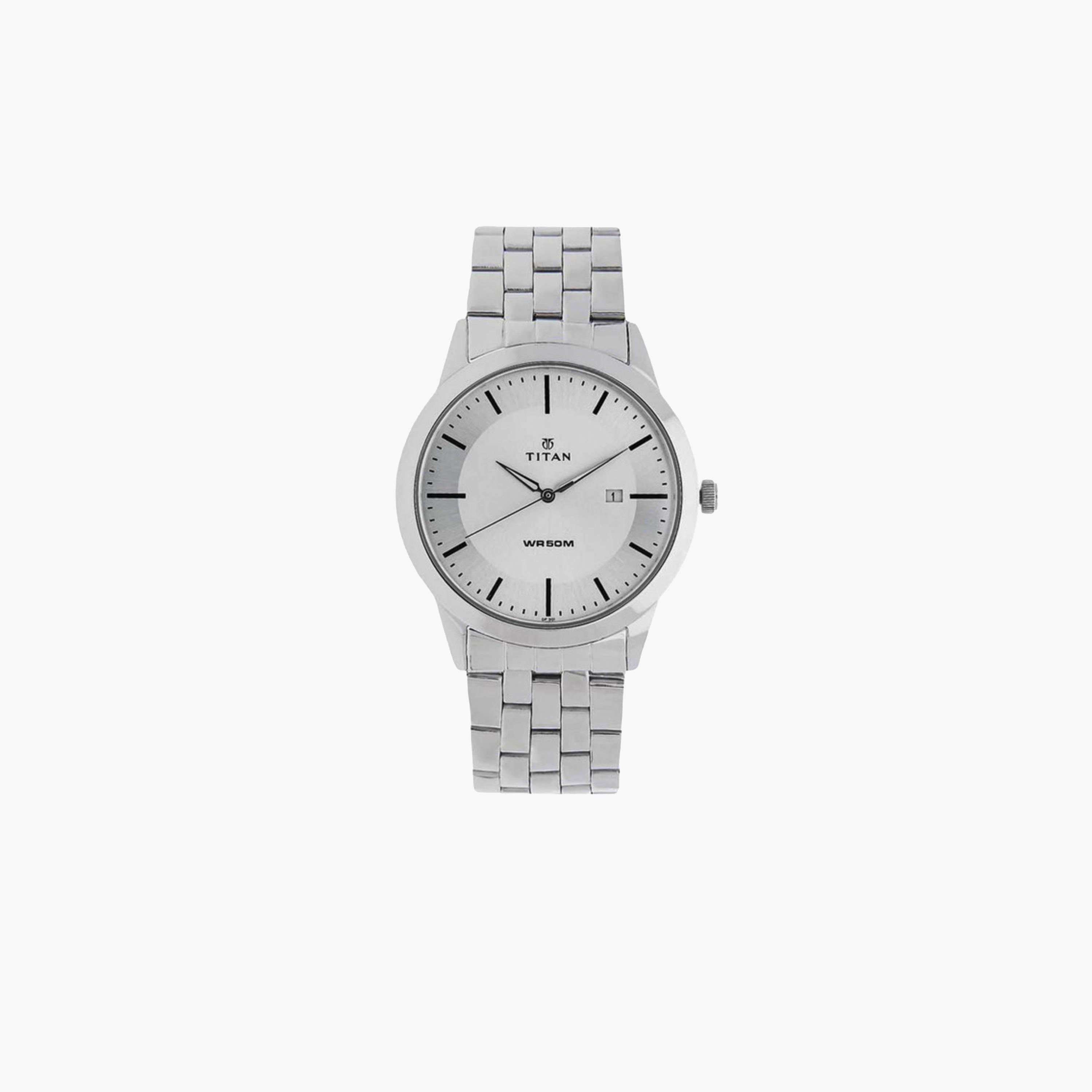 Silver Tone Metal Strap Watch-men-watchesandjewellery-watches-image-1