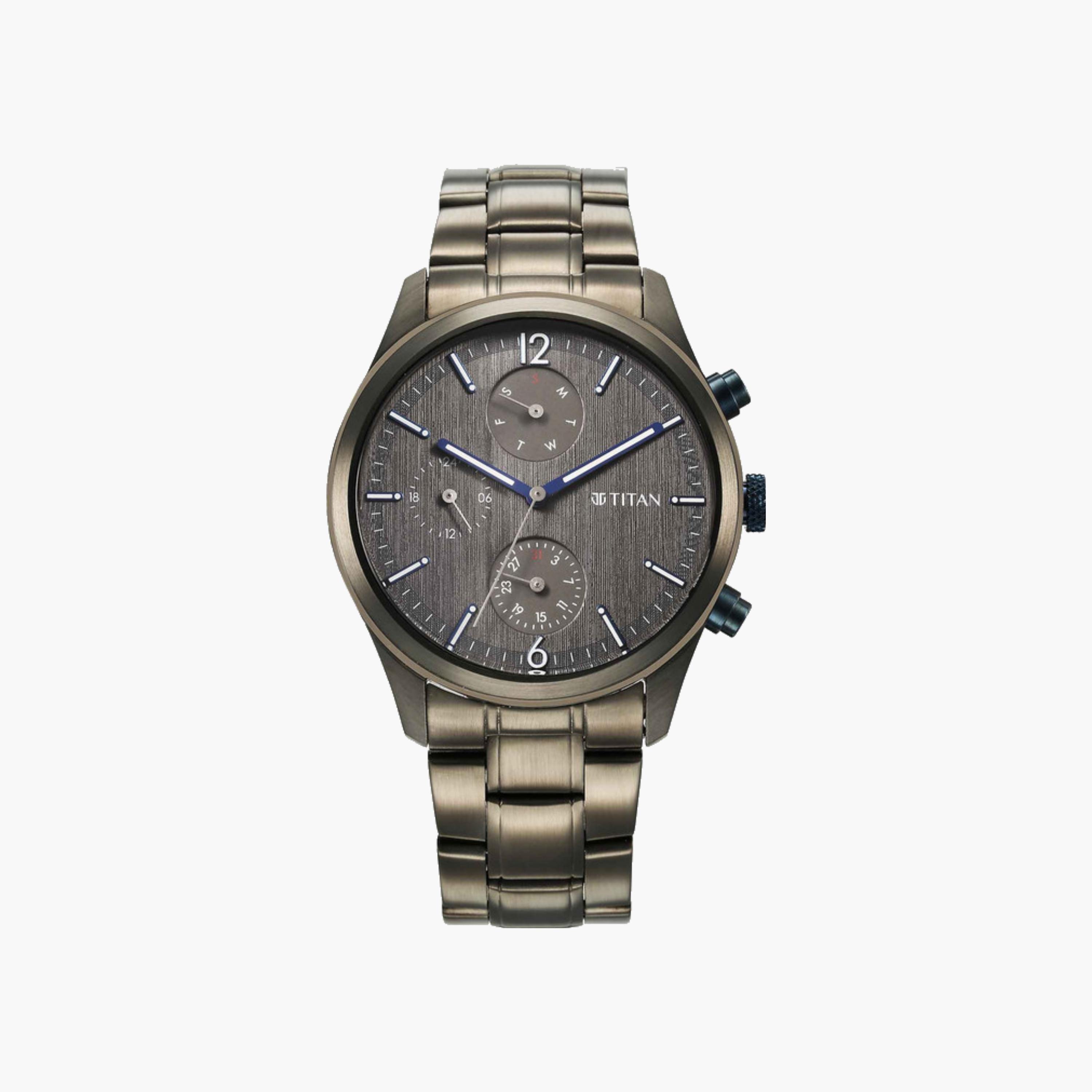 Multifunction Anthracite Dial Stainless Steel Watch-men-watchesandjewellery-watches-image-1