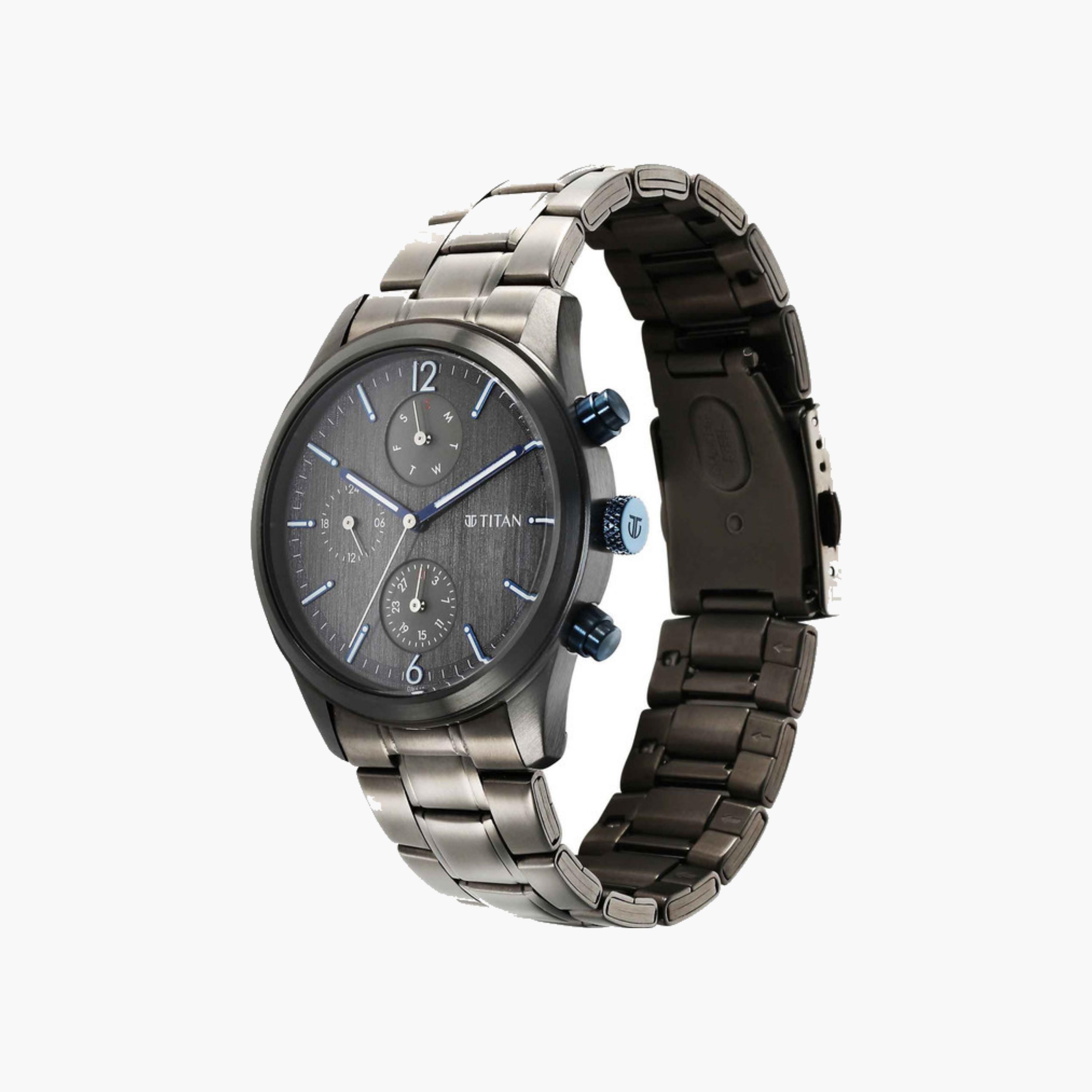 Multifunction Anthracite Dial Stainless Steel Watch-men-watchesandjewellery-watches-image-2