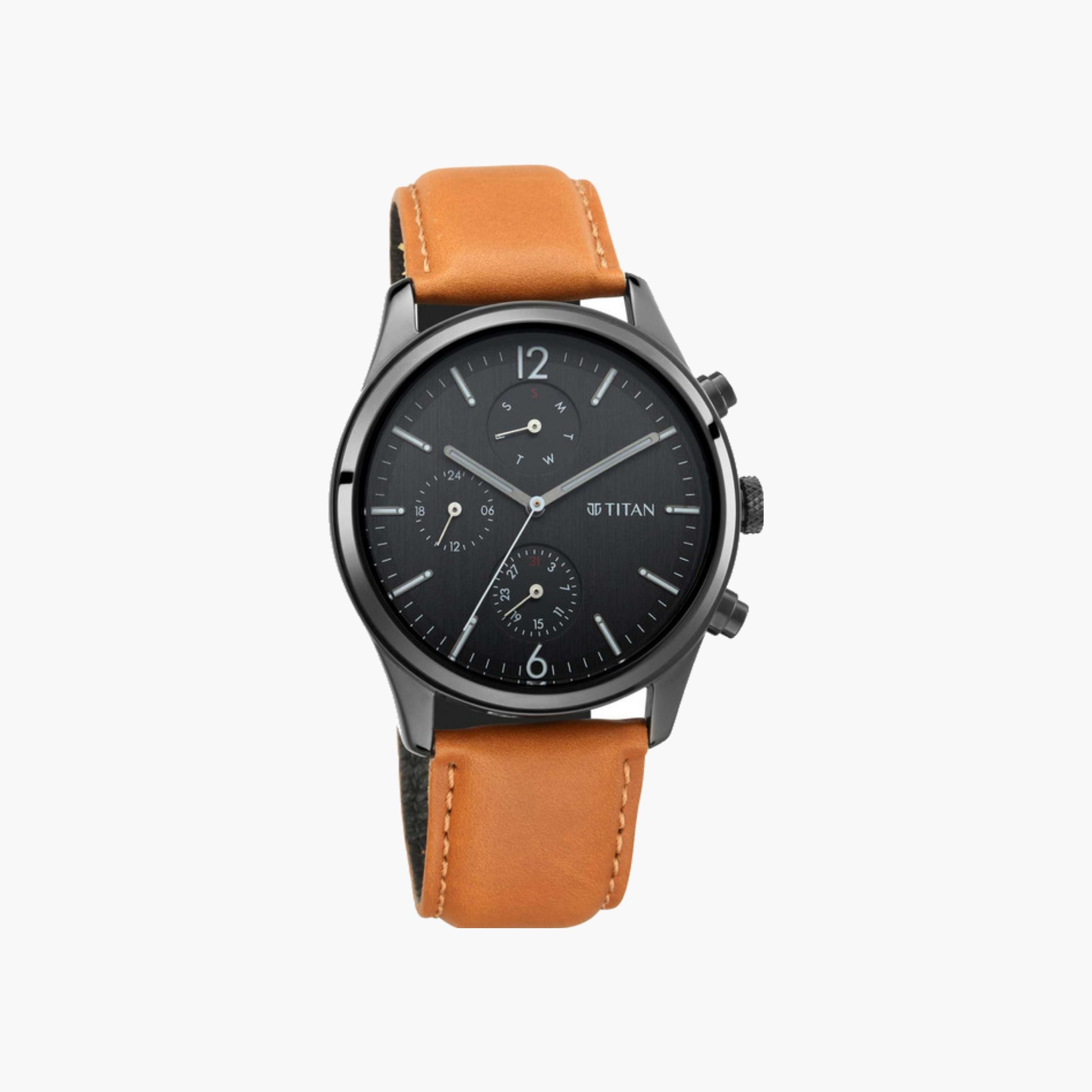 Chronograph Watch with Leather Strap-men-watchesandjewellery-watches-image-1