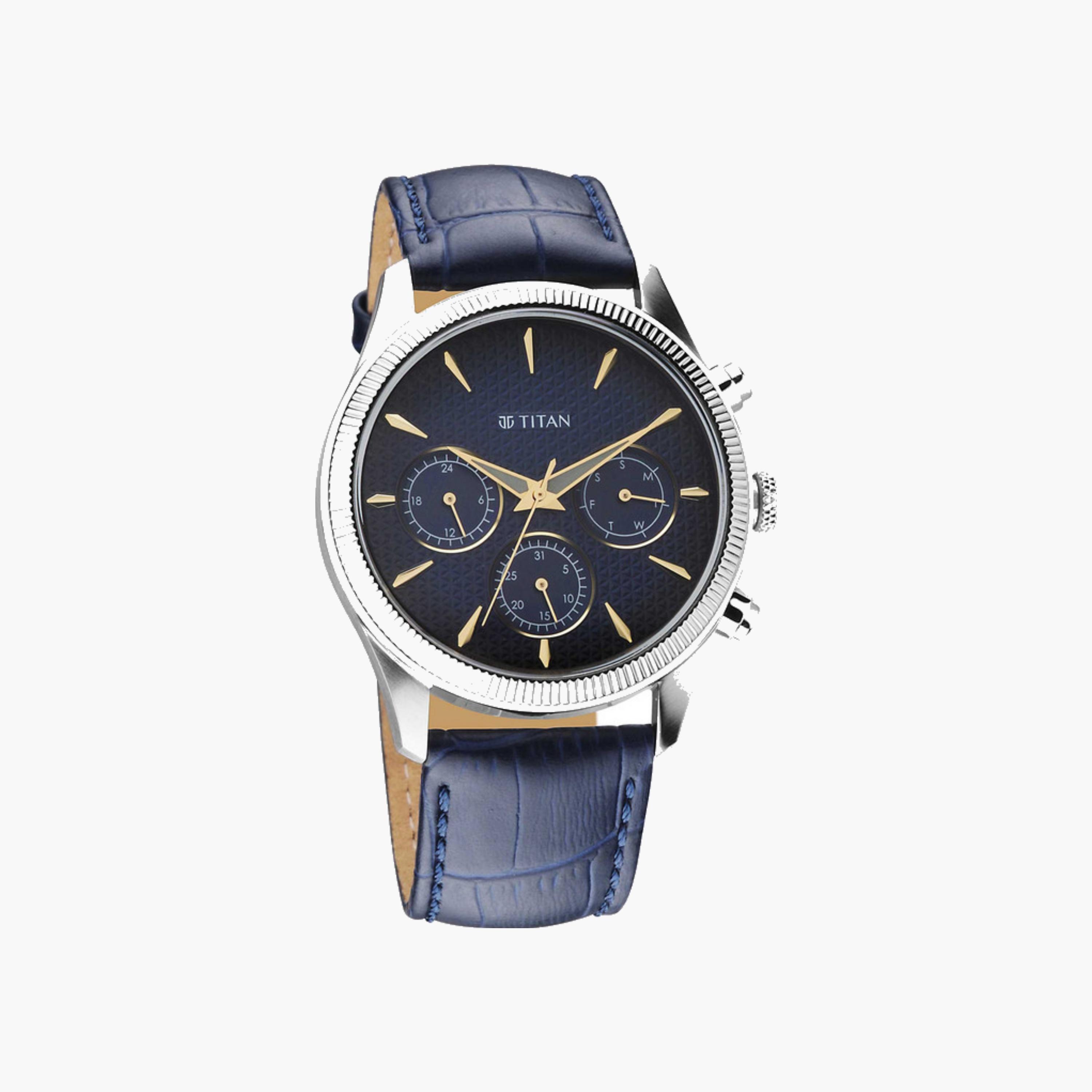 Chronograph Watch Blue Leather Strap-men-watchesandjewellery-watches-image-1