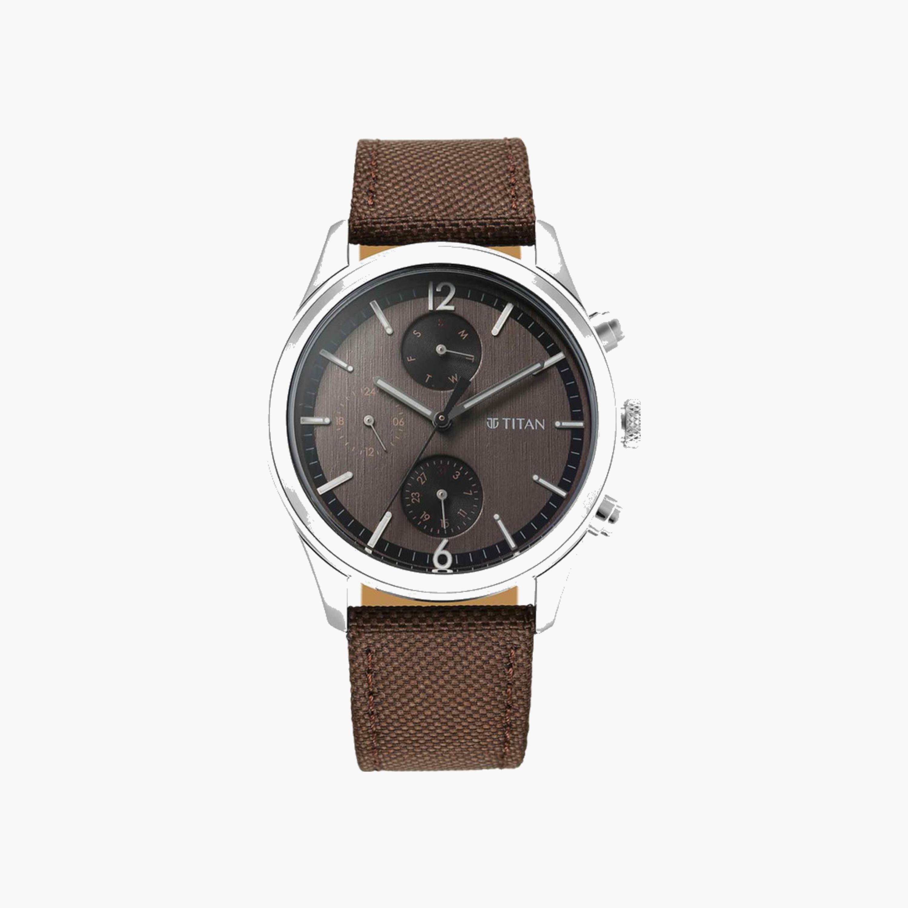 Chronograph Watch Brown Fabric Strap-men-watchesandjewellery-watches-image-1