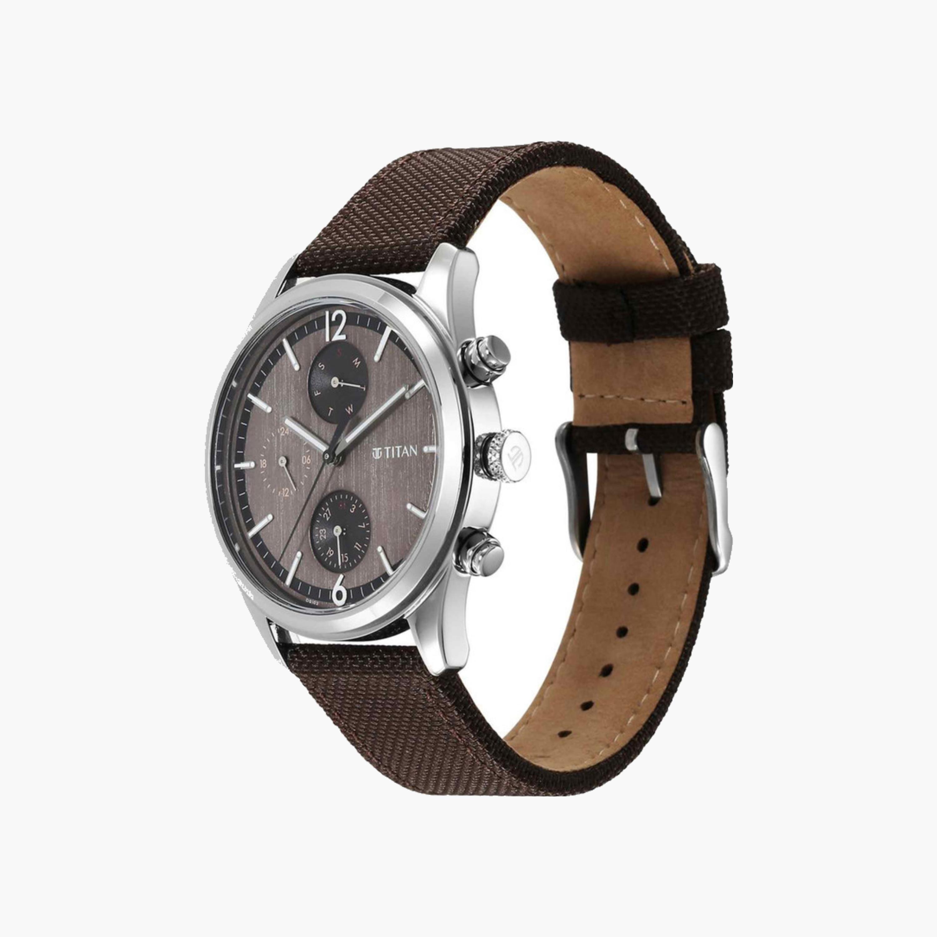 Chronograph Watch Brown Fabric Strap-men-watchesandjewellery-watches-image-4
