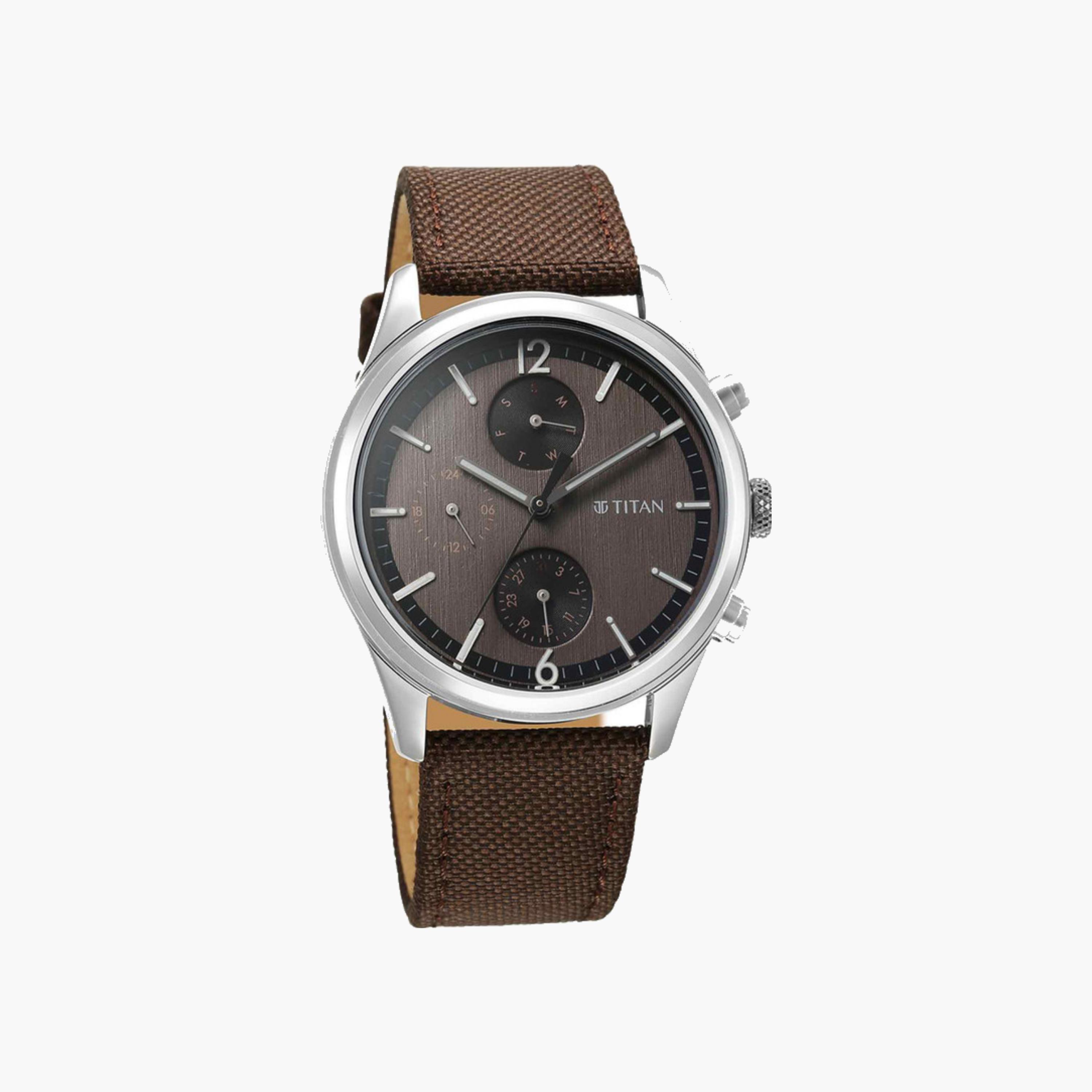Chronograph Watch Brown Fabric Strap-men-watchesandjewellery-watches-image-5