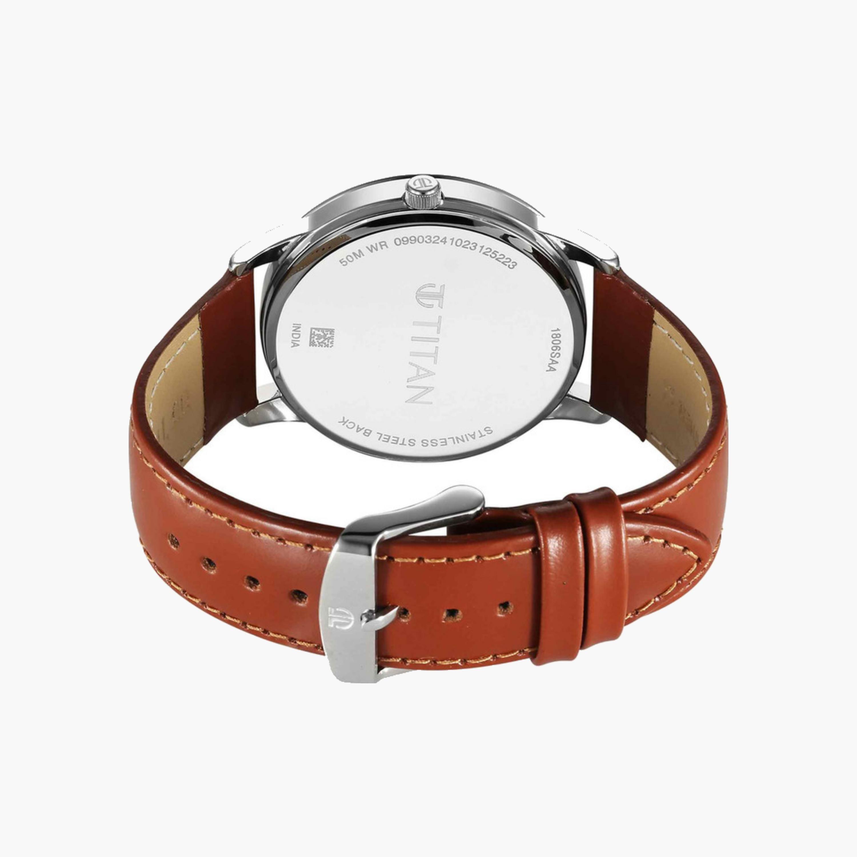 Analog Quartz Watch Blue Dial Leather Strap-men-watchesandjewellery-watches-image-2