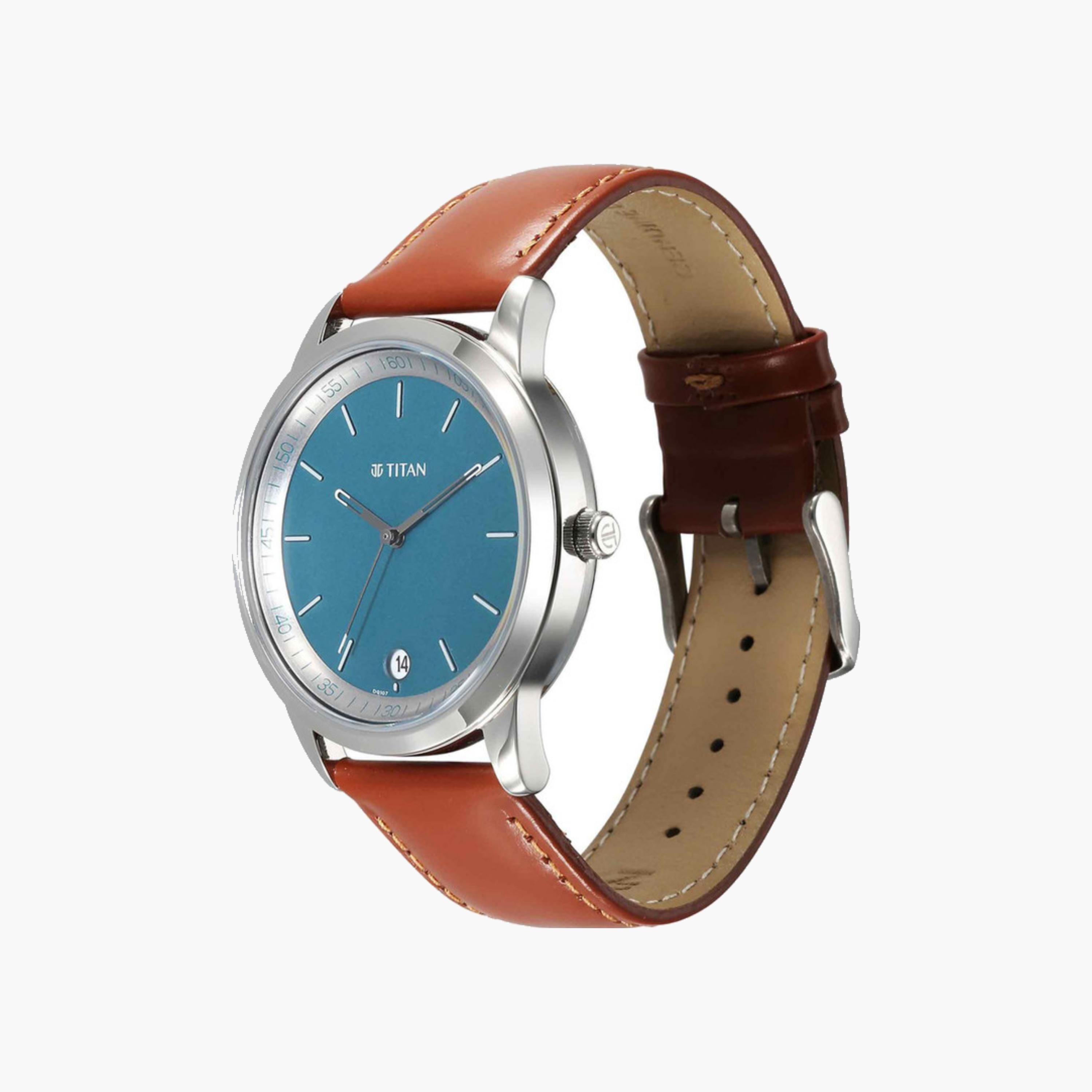 Analog Quartz Watch Blue Dial Leather Strap-men-watchesandjewellery-watches-image-4