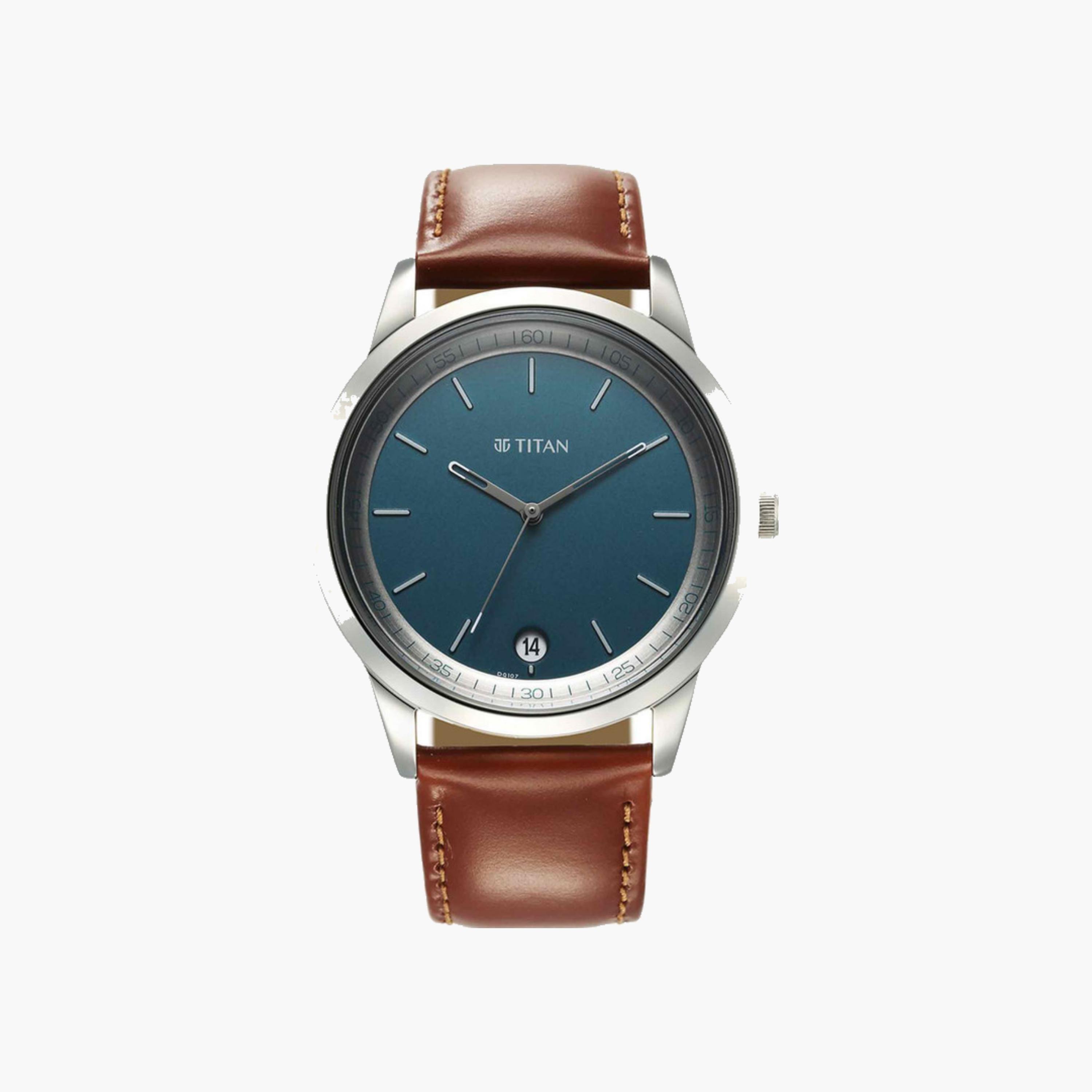 Analog Quartz Watch Blue Dial Leather Strap-men-watchesandjewellery-watches-image-5