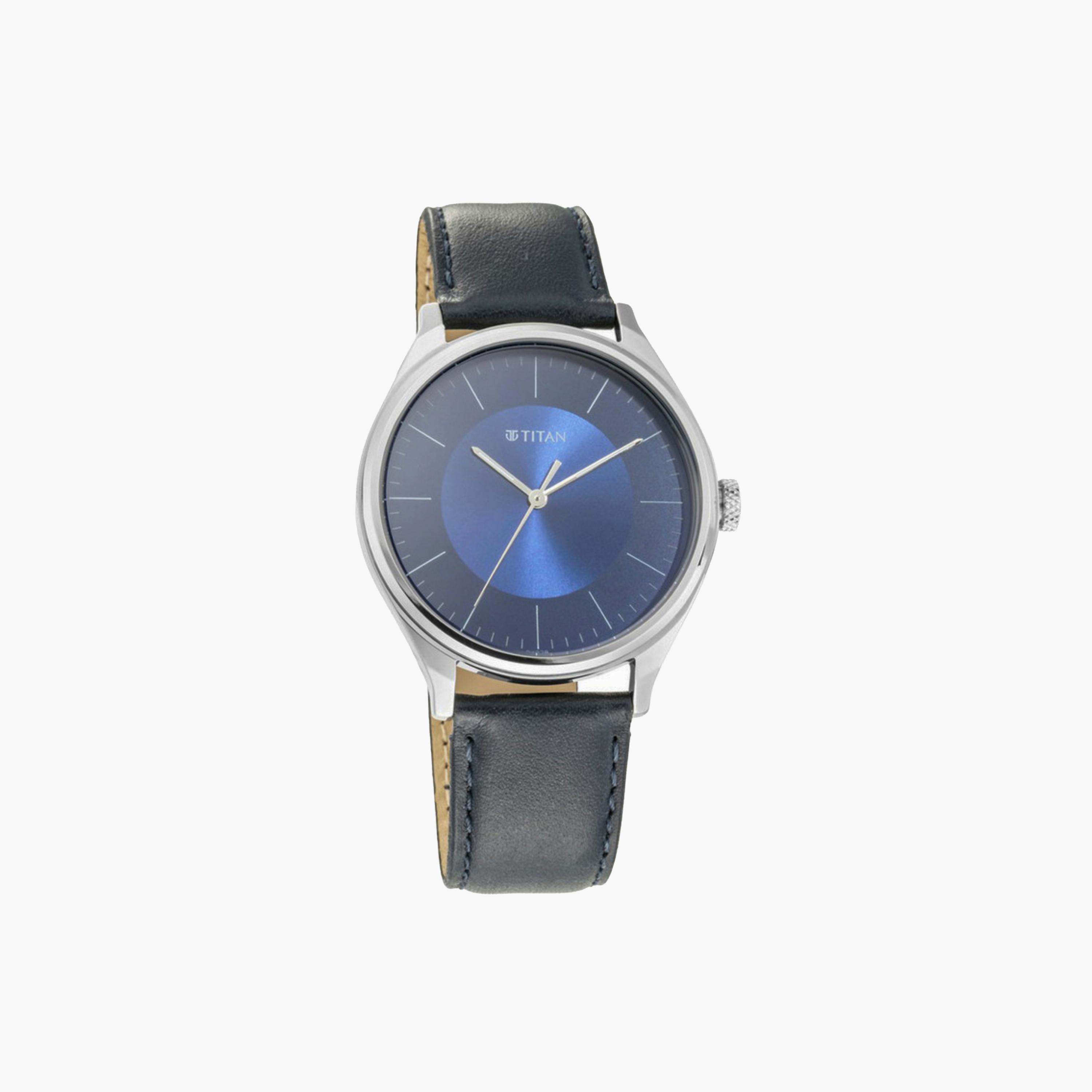 Classic Watch Blue Dial Leather Strap-men-watchesandjewellery-watches-image-1
