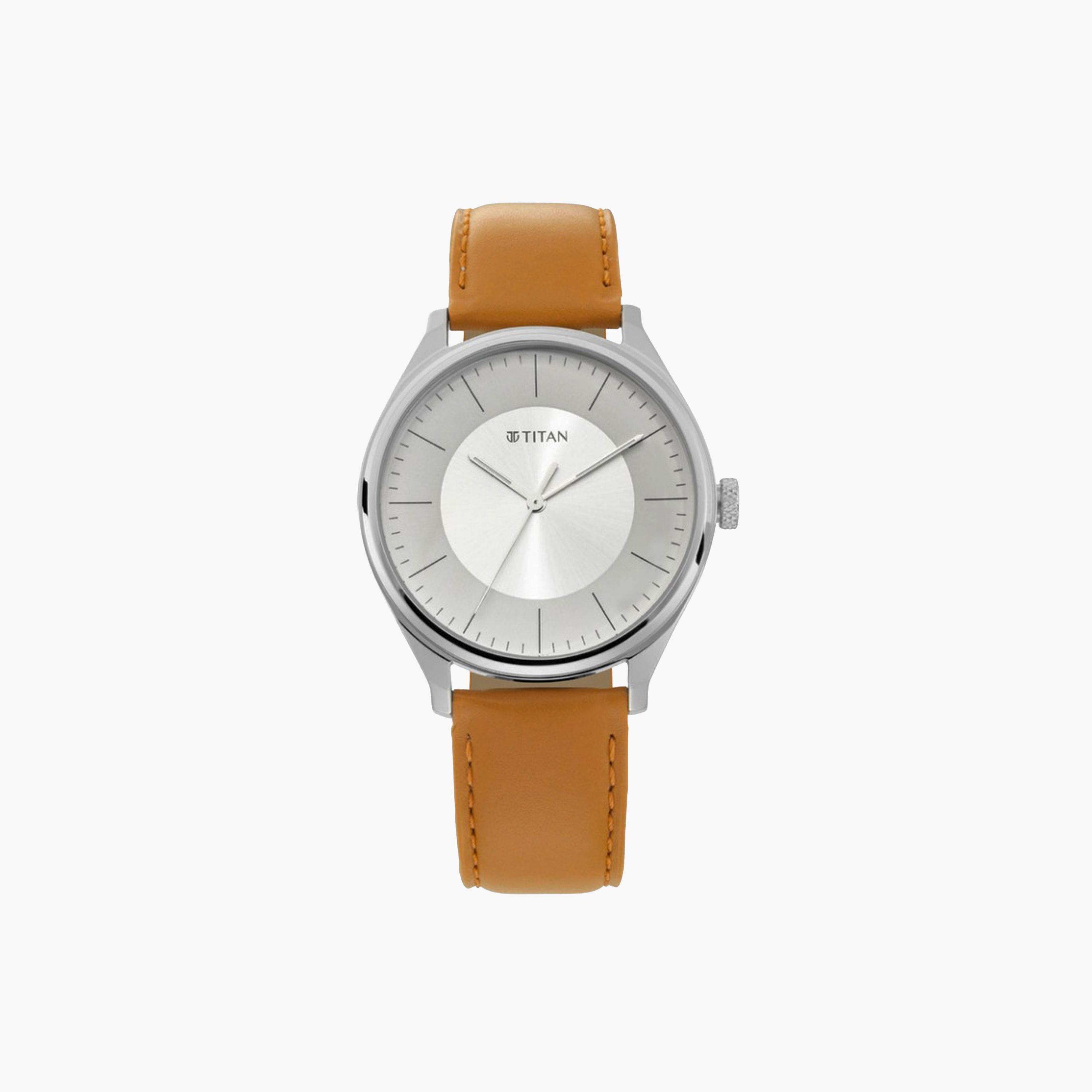 Classic Silver Dial Leather Watch-men-watchesandjewellery-watches-image-1