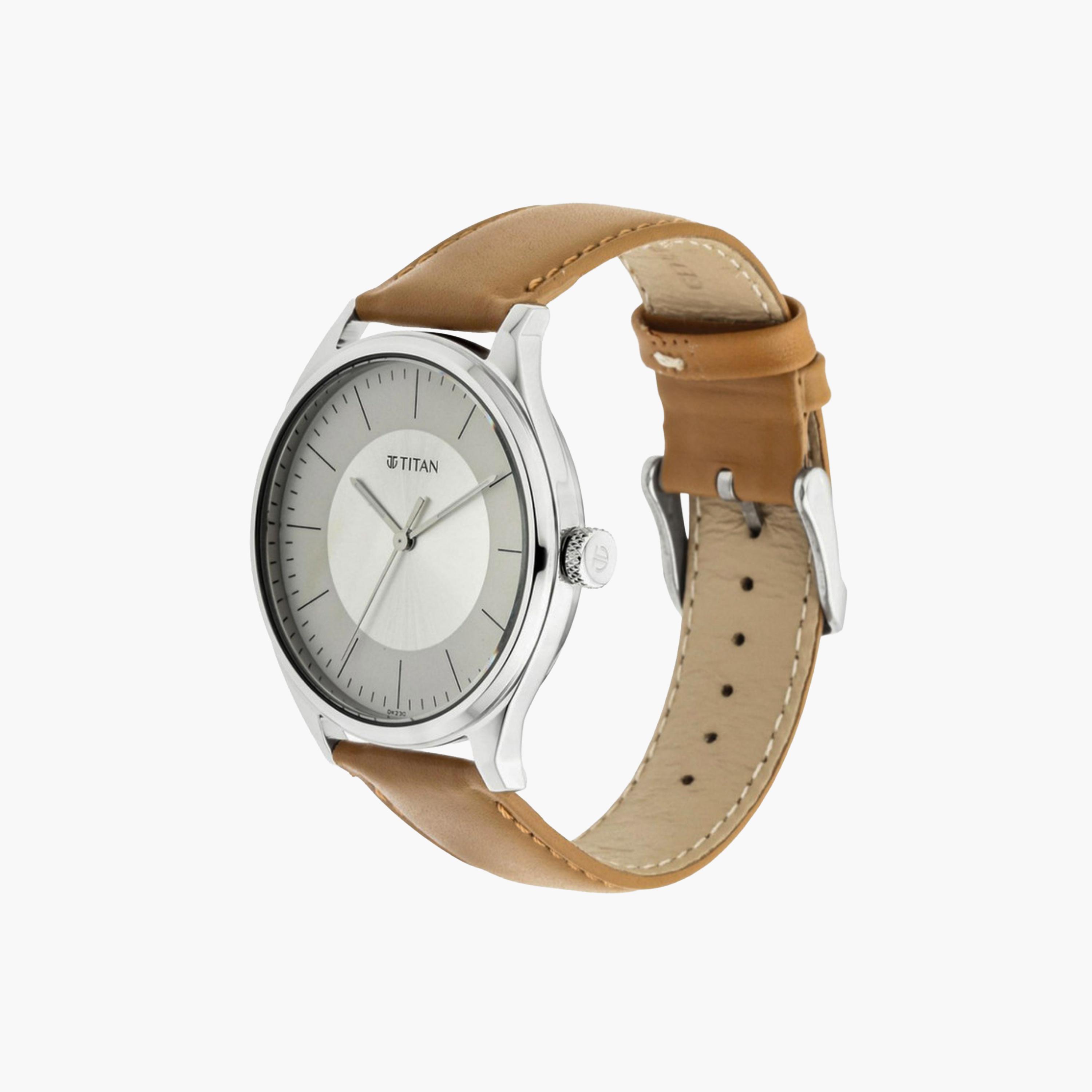 Classic Silver Dial Leather Watch-men-watchesandjewellery-watches-image-2