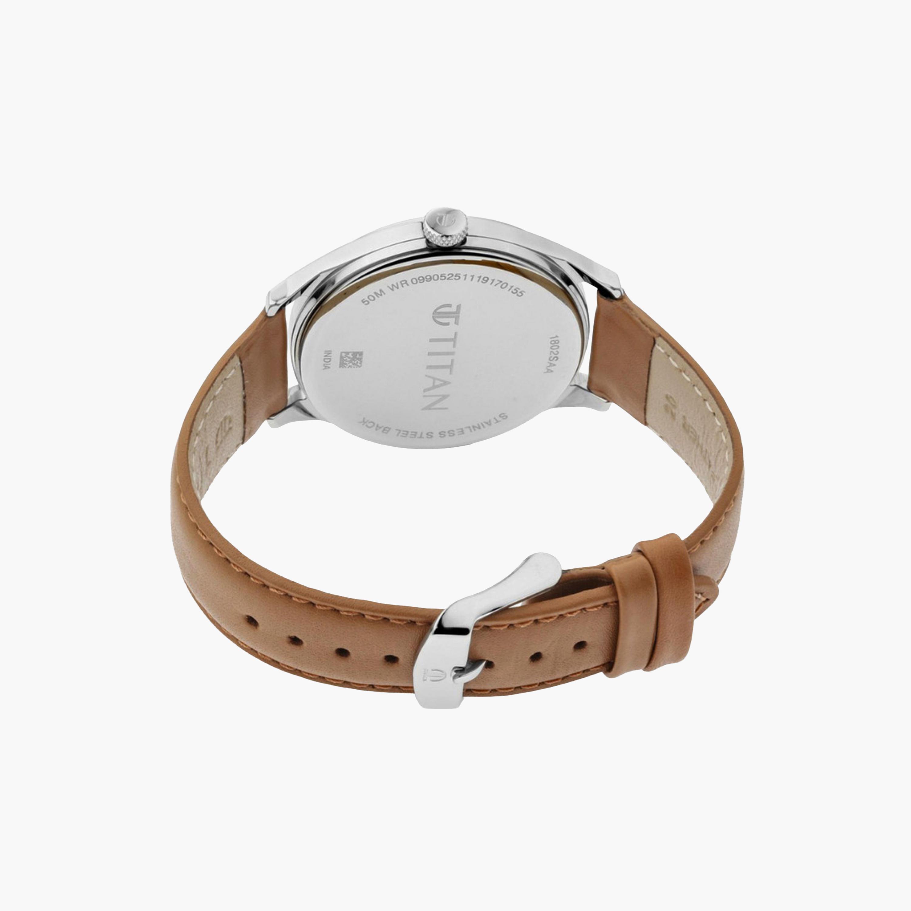 Classic Silver Dial Leather Watch-men-watchesandjewellery-watches-image-4