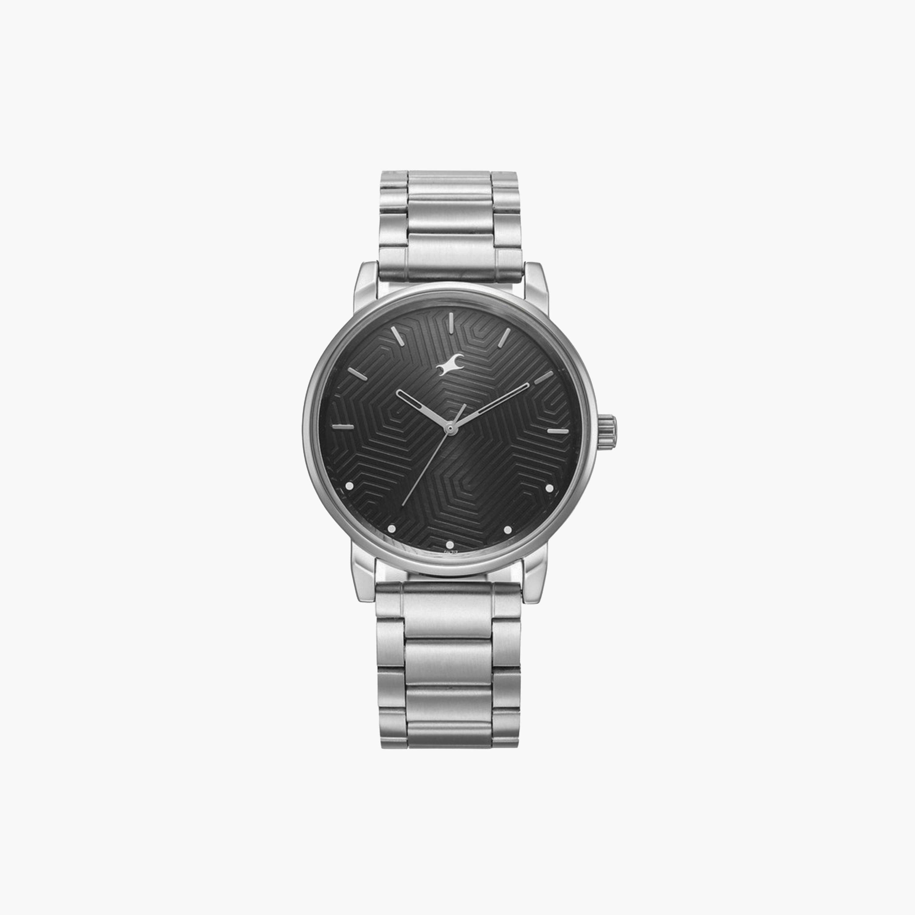 Geometric Dial Stainless Steel Watch-men-watchesandjewellery-watches-image-1