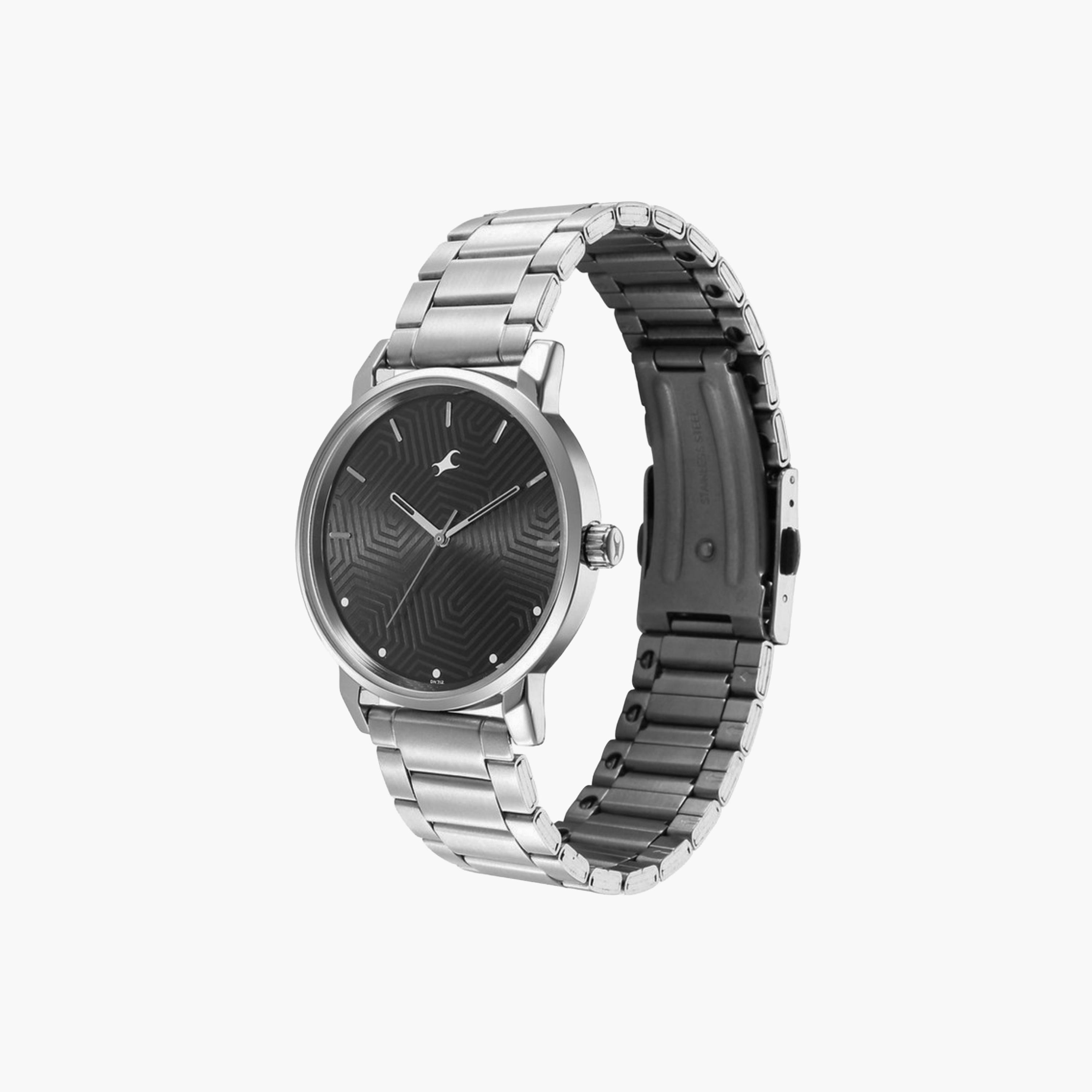Geometric Dial Stainless Steel Watch-men-watchesandjewellery-watches-image-4