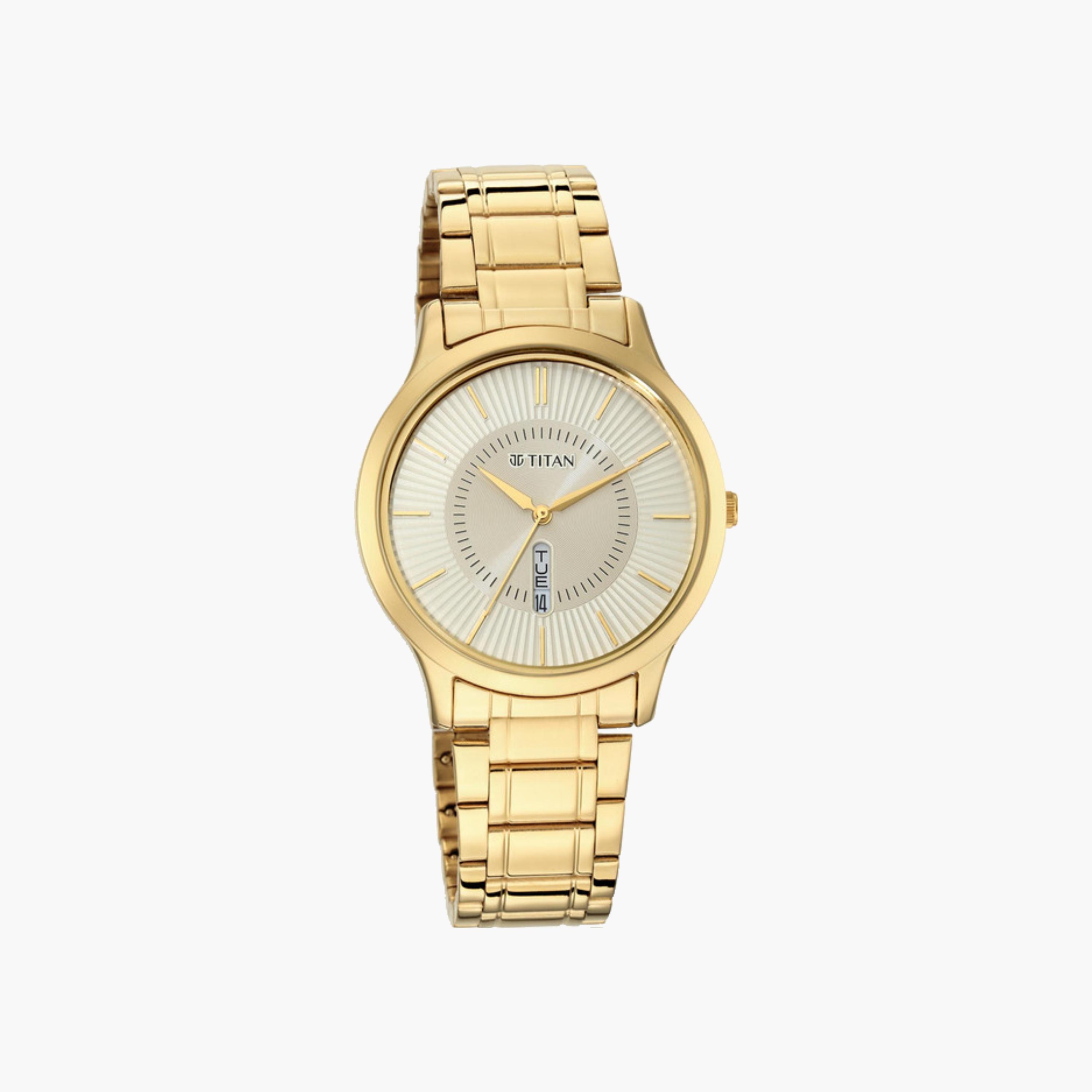 Gold Tone Analog Day/Date Watch-men-watchesandjewellery-watches-image-1
