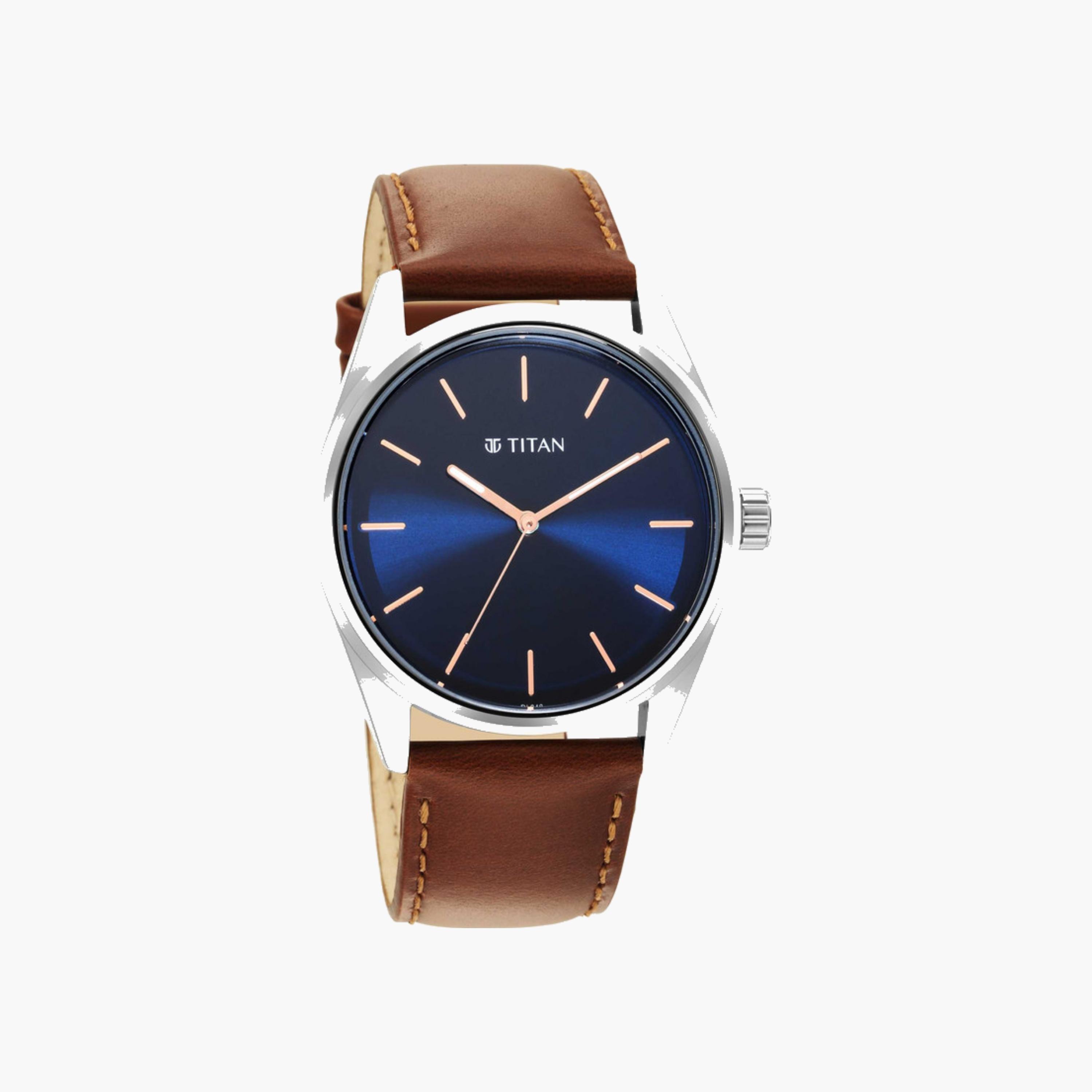 Classic Blue Dial Leather Watch-men-watchesandjewellery-watches-image-1
