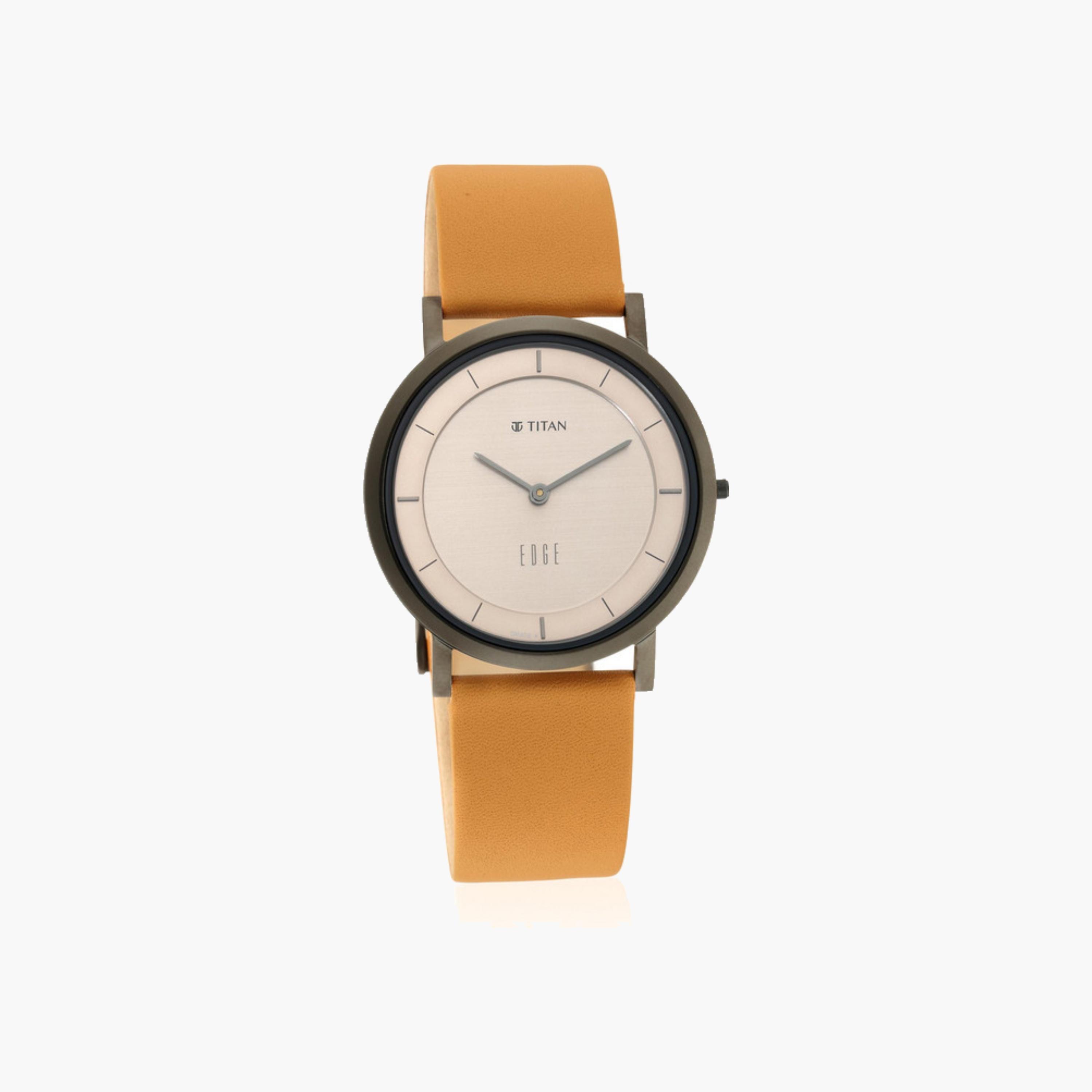 Beige Dial Leather Strap Watch-women-watchesandjewellery-watches-image-1