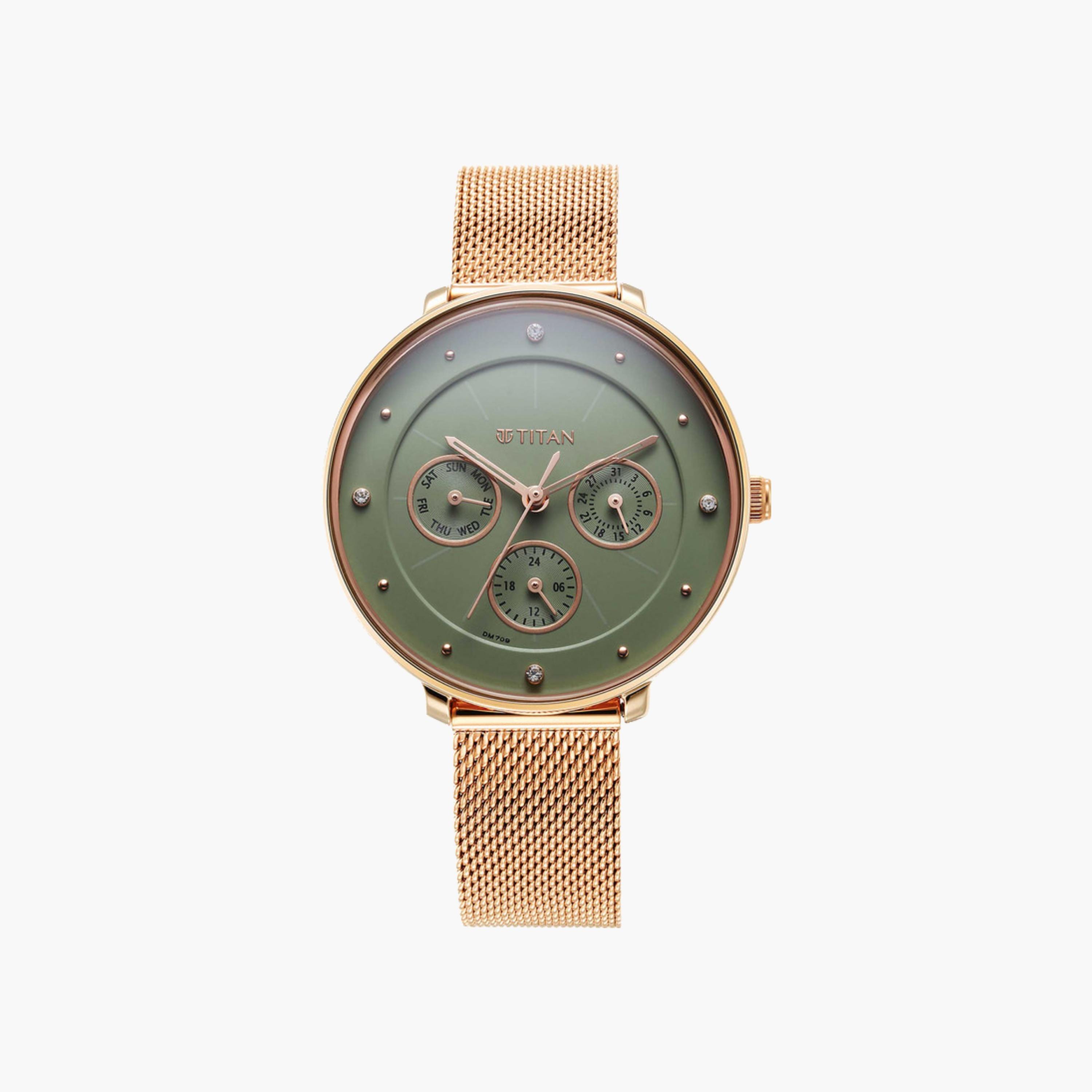 Green Dial Mesh Strap Watch-women-watchesandjewellery-watches-image-1