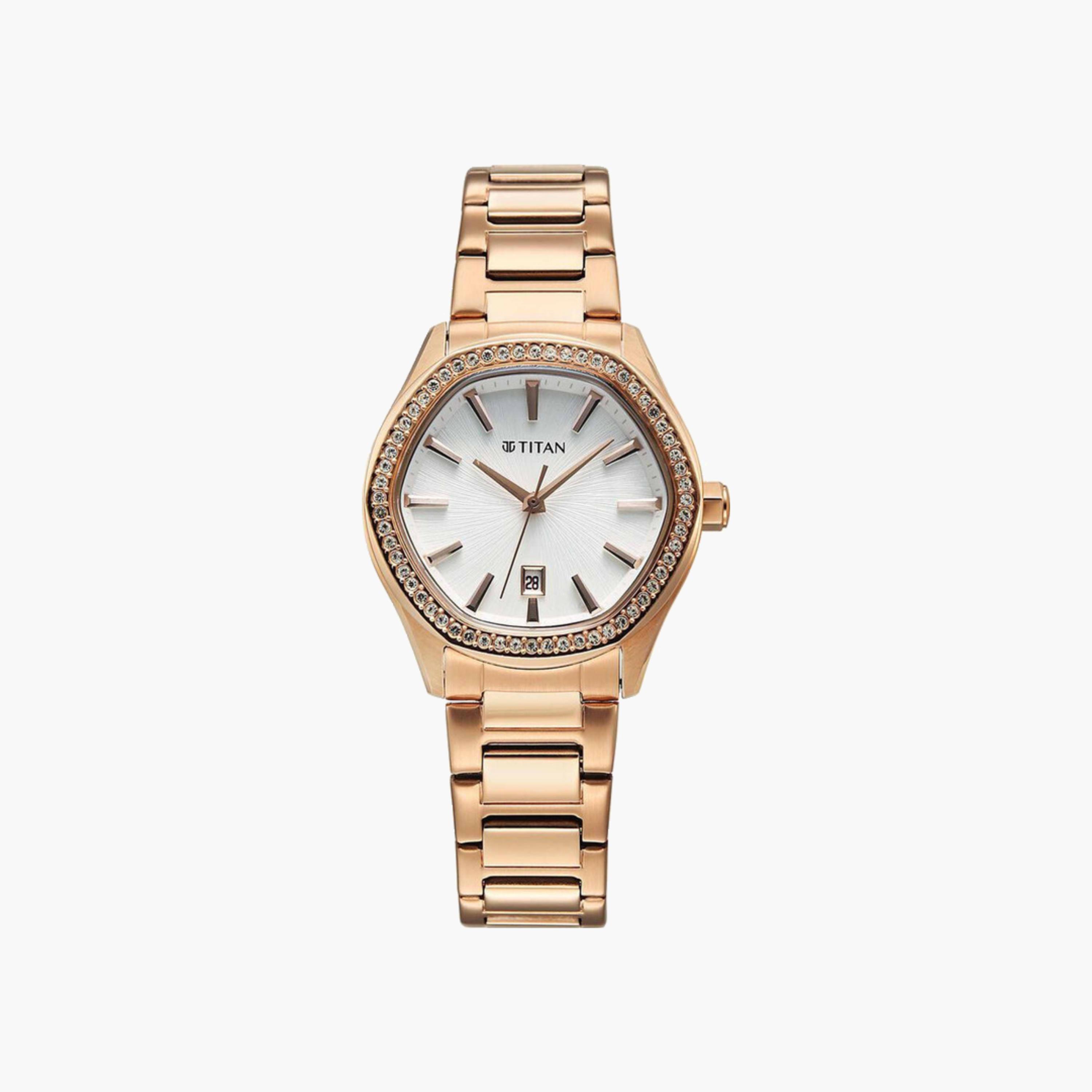 Rose Gold Crystal Bezel Analogue Watch-women-watchesandjewellery-watches-image-1