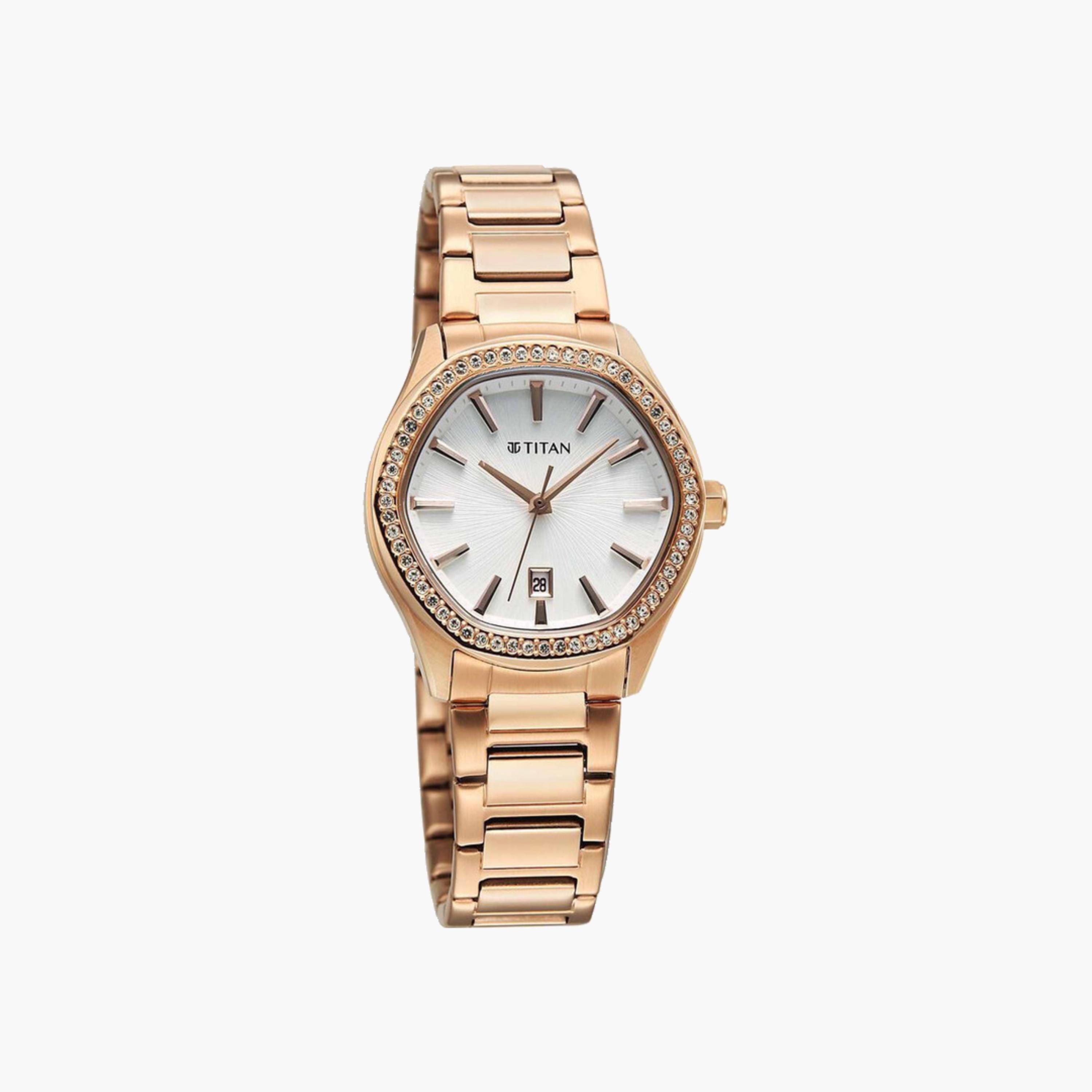 Rose Gold Crystal Bezel Analogue Watch-women-watchesandjewellery-watches-image-2