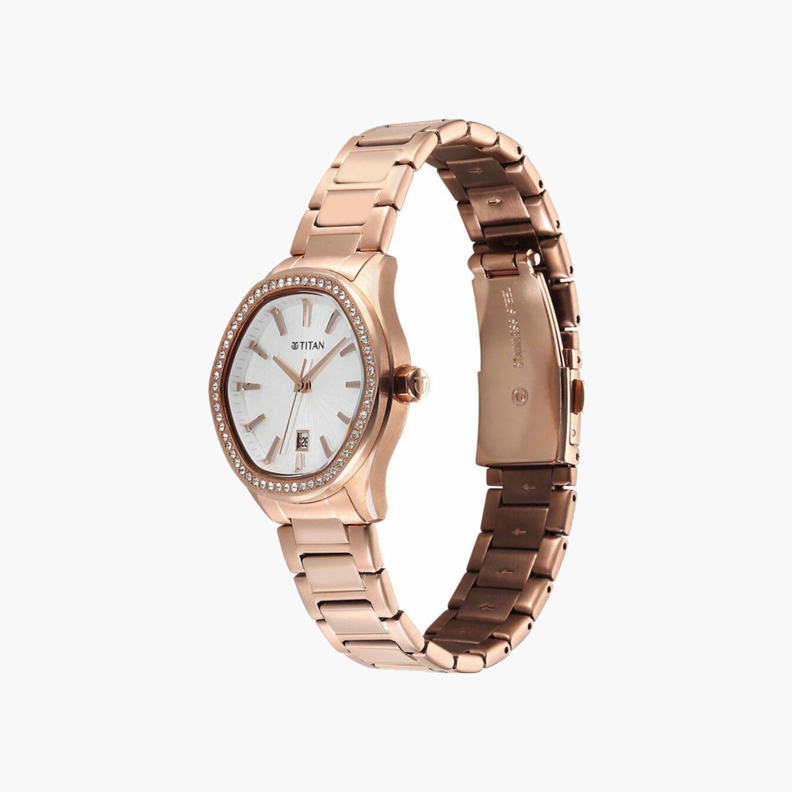 Rose Gold Crystal Bezel Analogue Watch-women-watchesandjewellery-watches-image-3