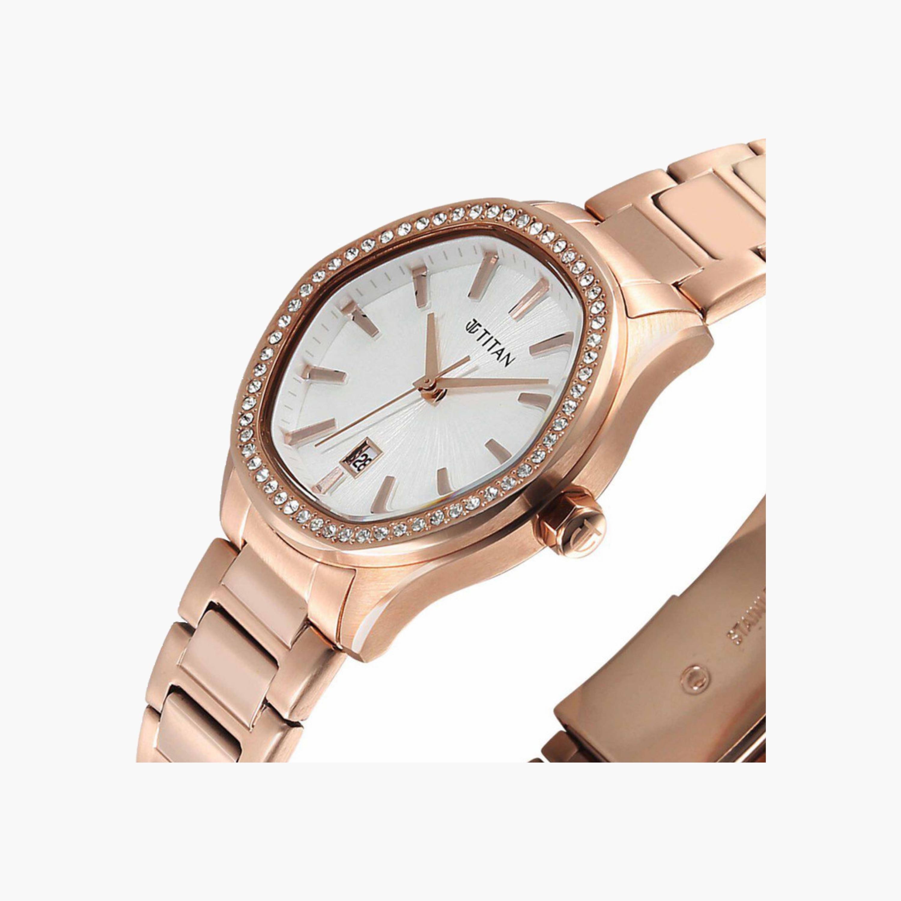 Rose Gold Crystal Bezel Analogue Watch-women-watchesandjewellery-watches-image-4