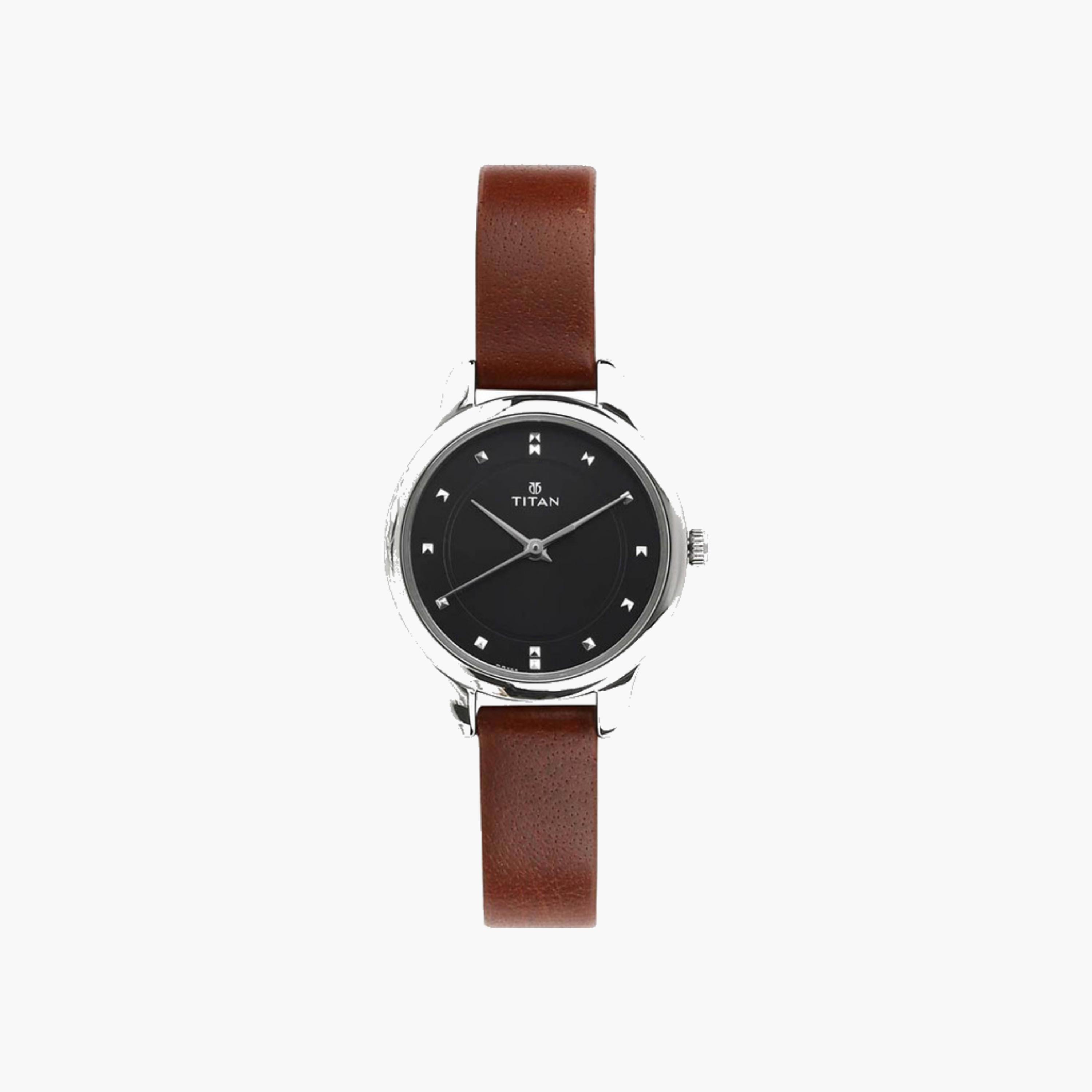 Black Dial Leather Strap Watch-men-watchesandjewellery-watches-image-1