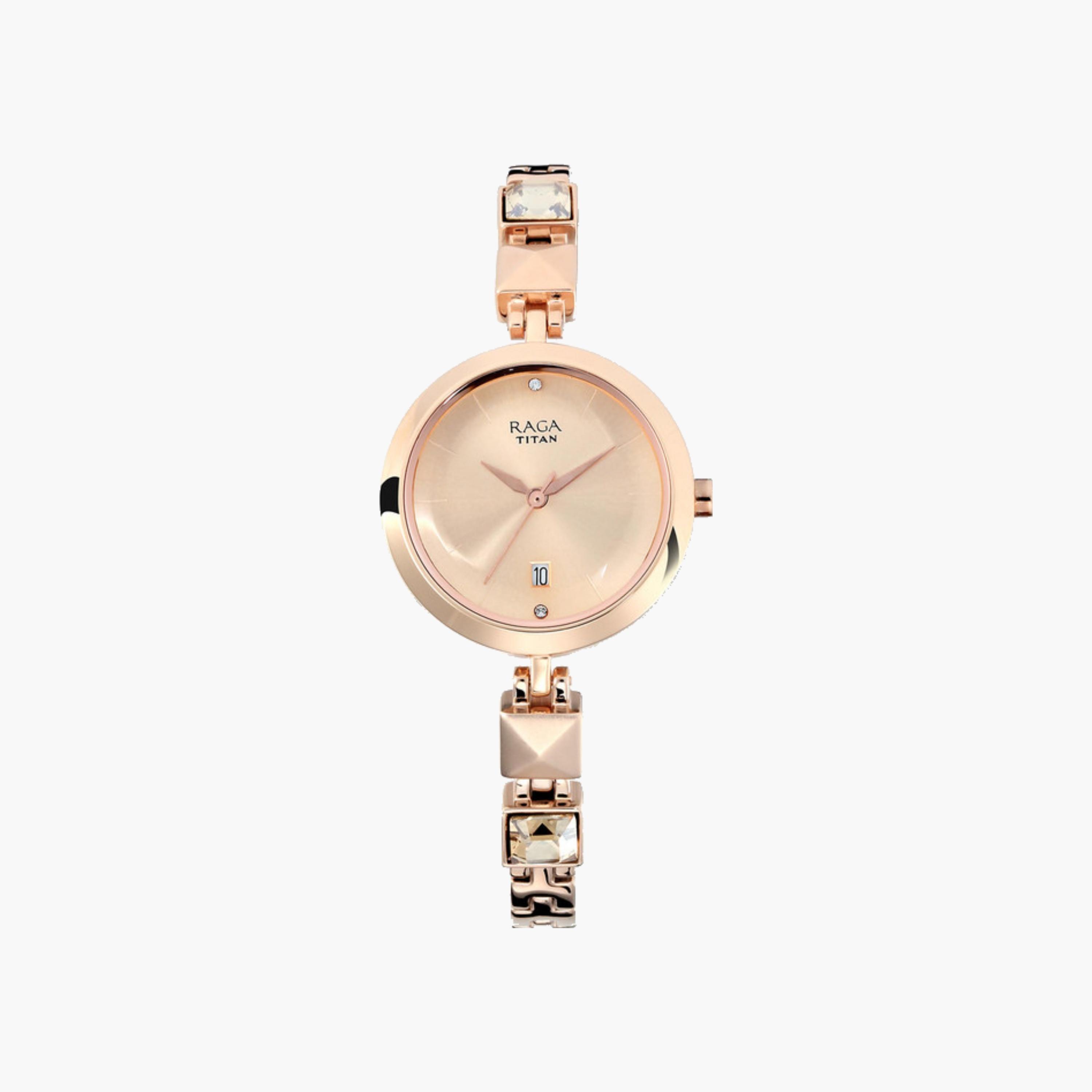 ساعة يد نسائية أنالوج ذهبي وردي-women-watchesandjewellery-watches-image-1
