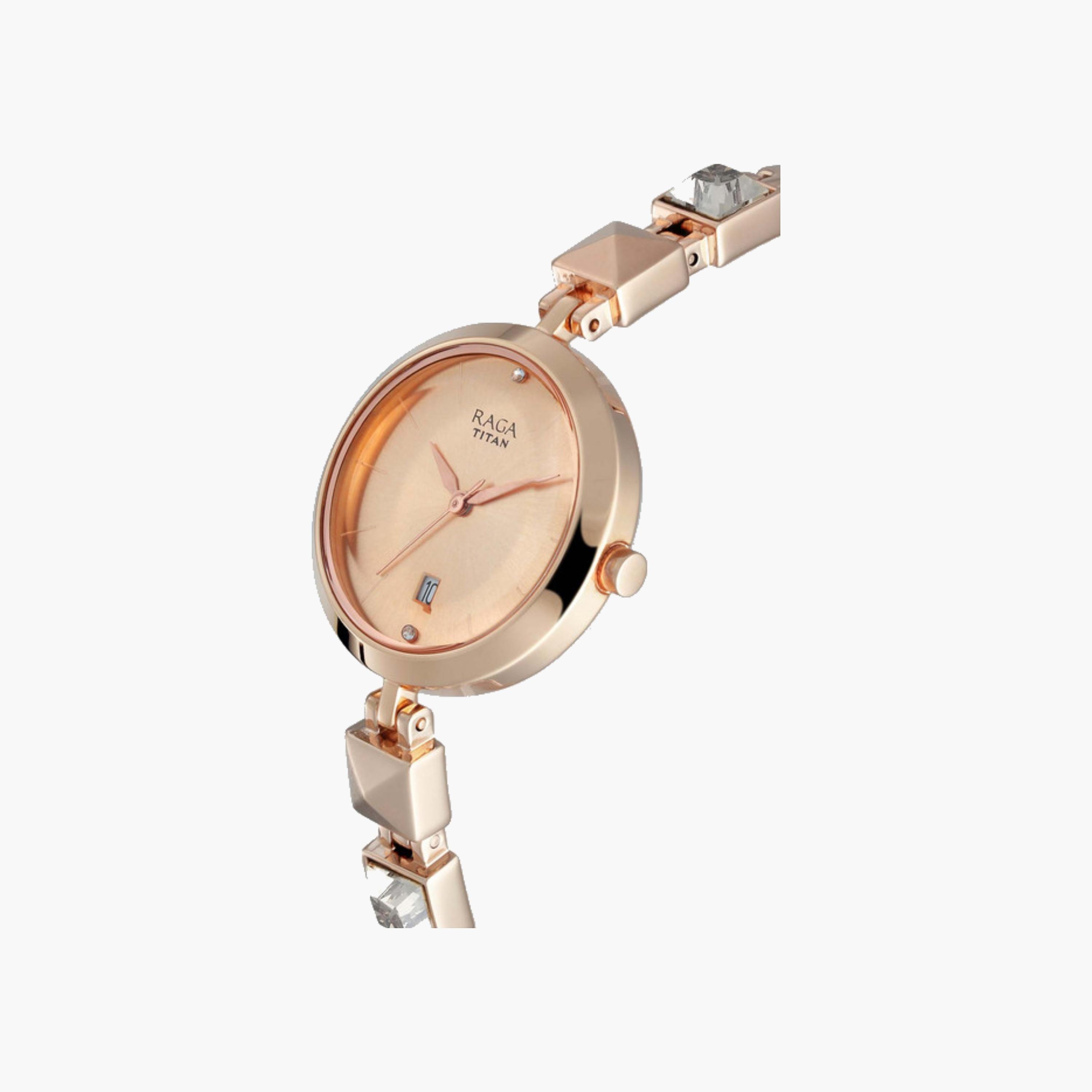 ساعة يد نسائية أنالوج ذهبي وردي-women-watchesandjewellery-watches-image-3