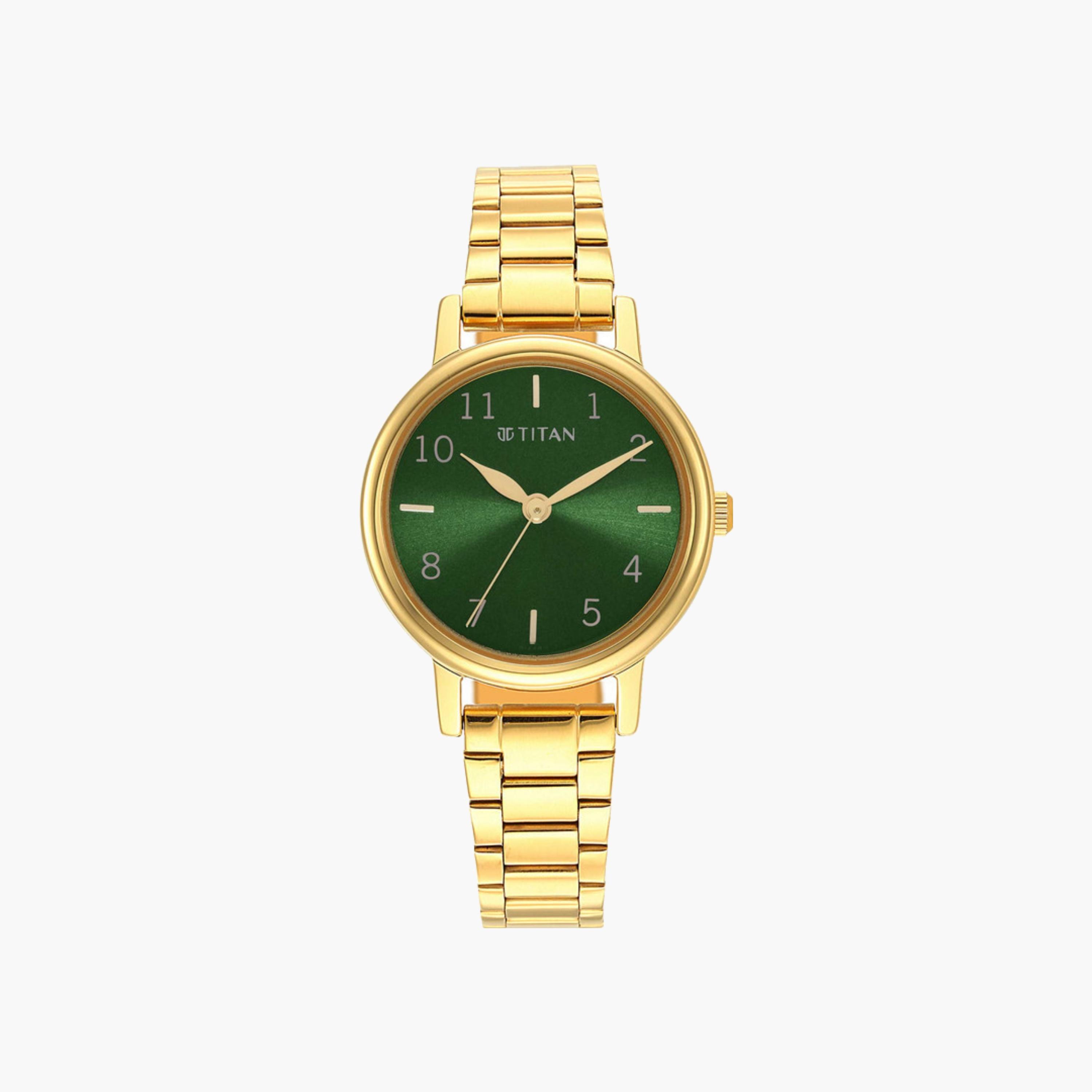 Green Dial Gold Stainless Steel Watch-women-watchesandjewellery-watches-image-1