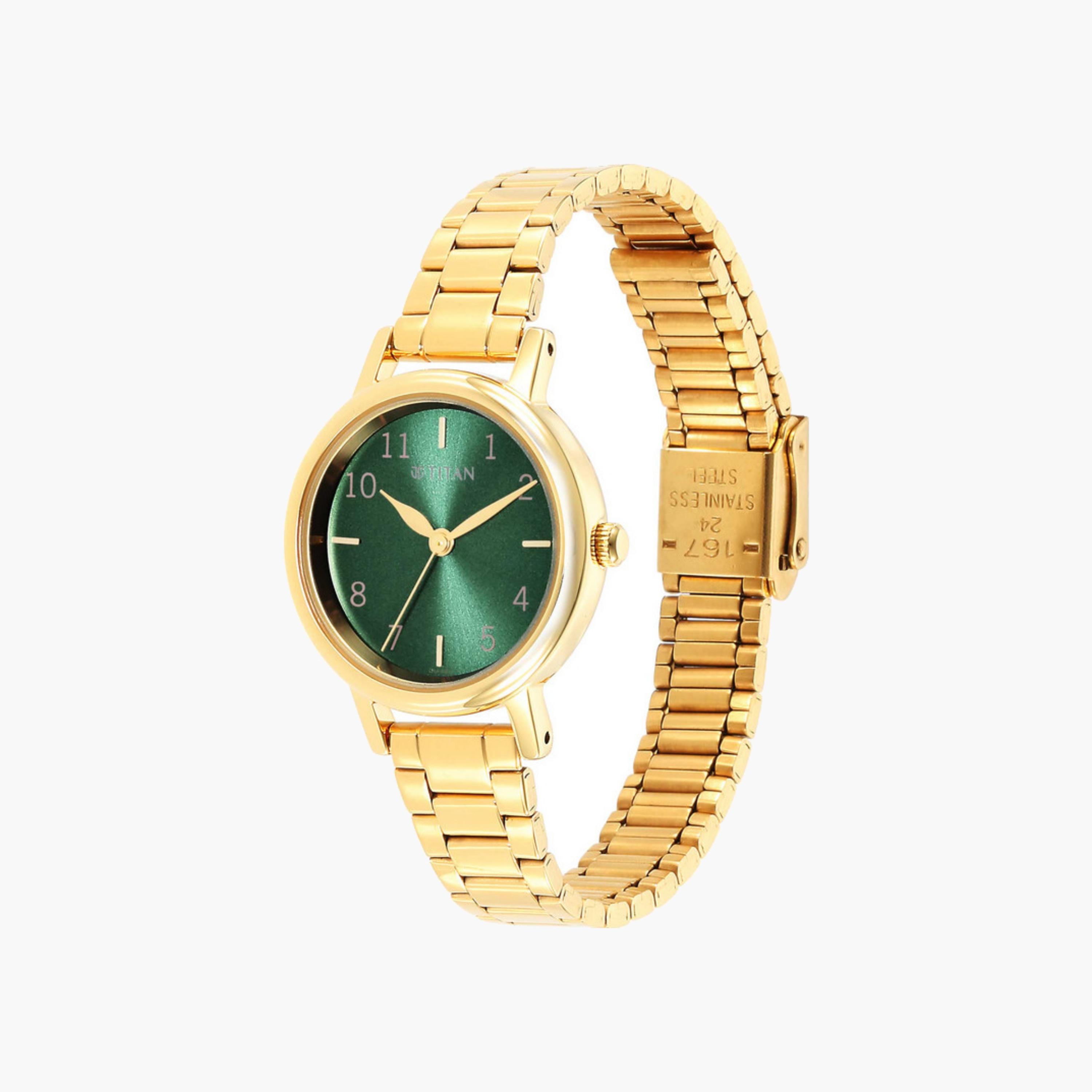 Green Dial Gold Stainless Steel Watch-women-watchesandjewellery-watches-image-2