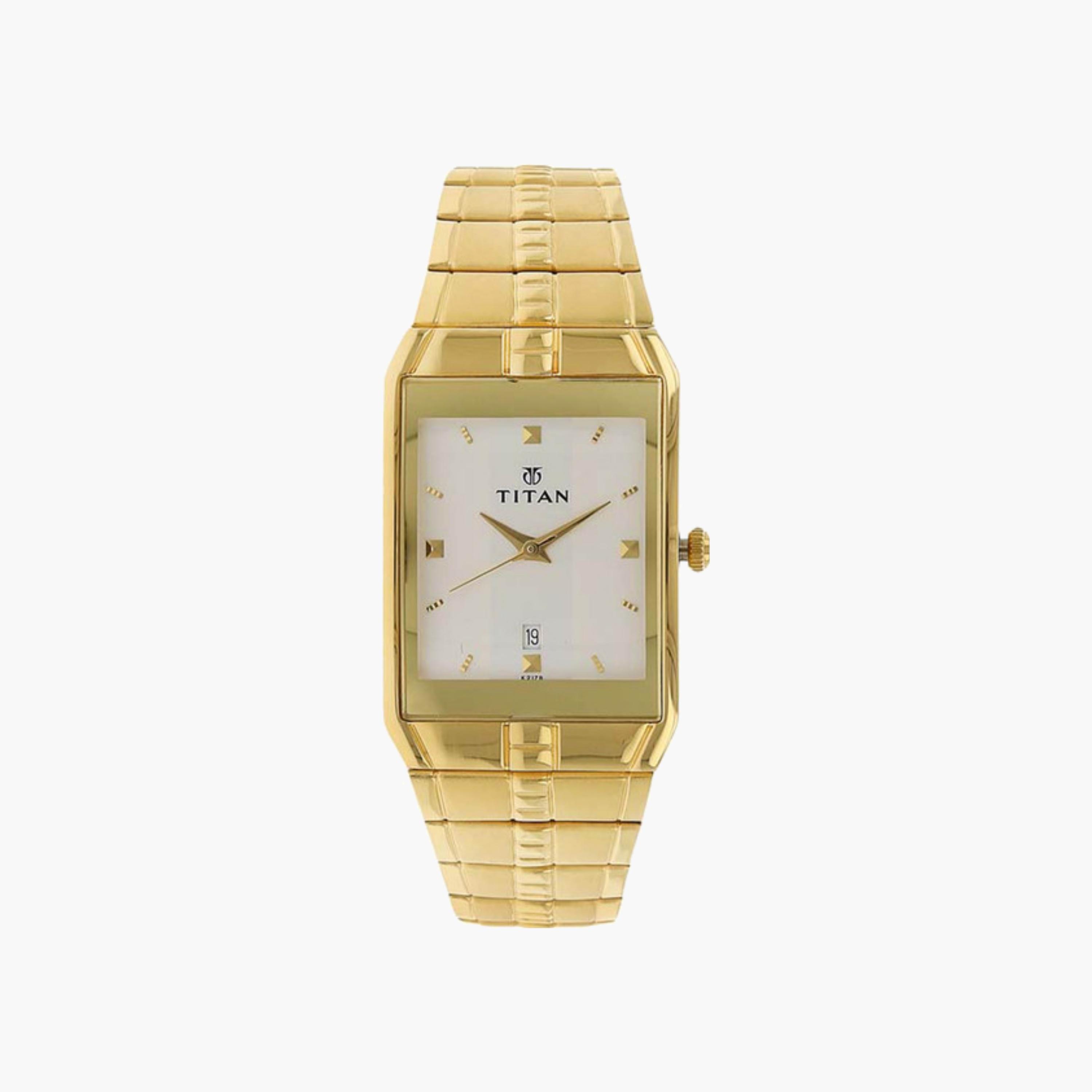 Rectangular Gold Tone Watch-men-watchesandjewellery-watches-image-1