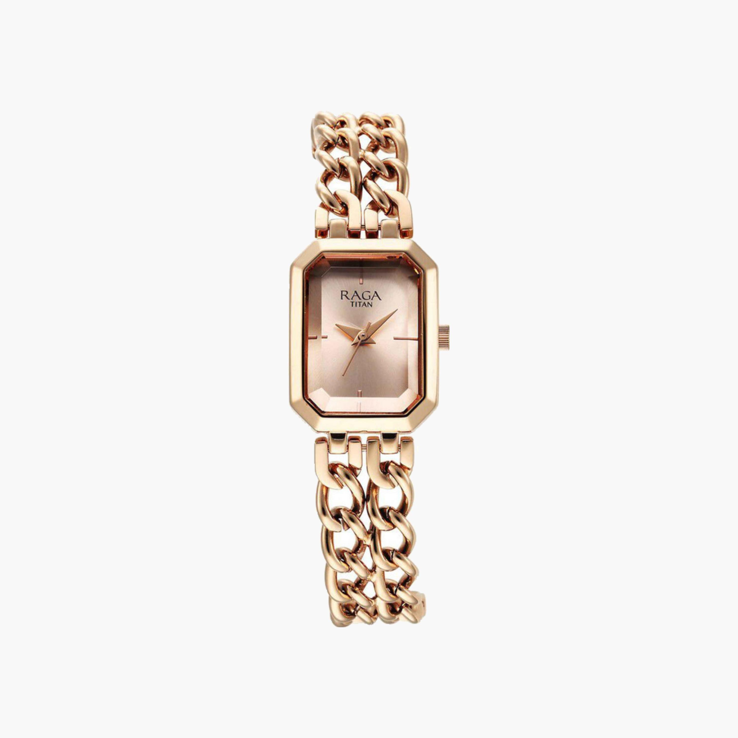 Rose Gold Rectangular Dial Watch-women-watchesandjewellery-watches-image-1
