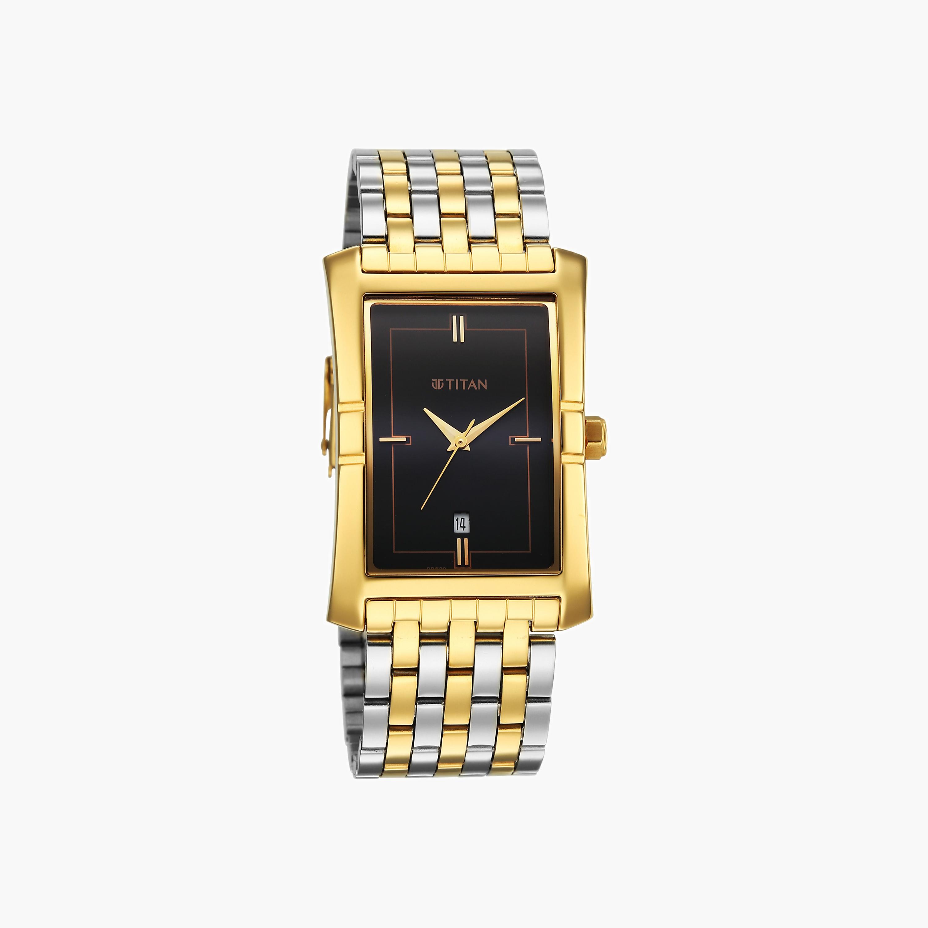 Titan Rectangular Dial Two-Tone Quartz Watch-men-watchesandjewellery-watches-image-1