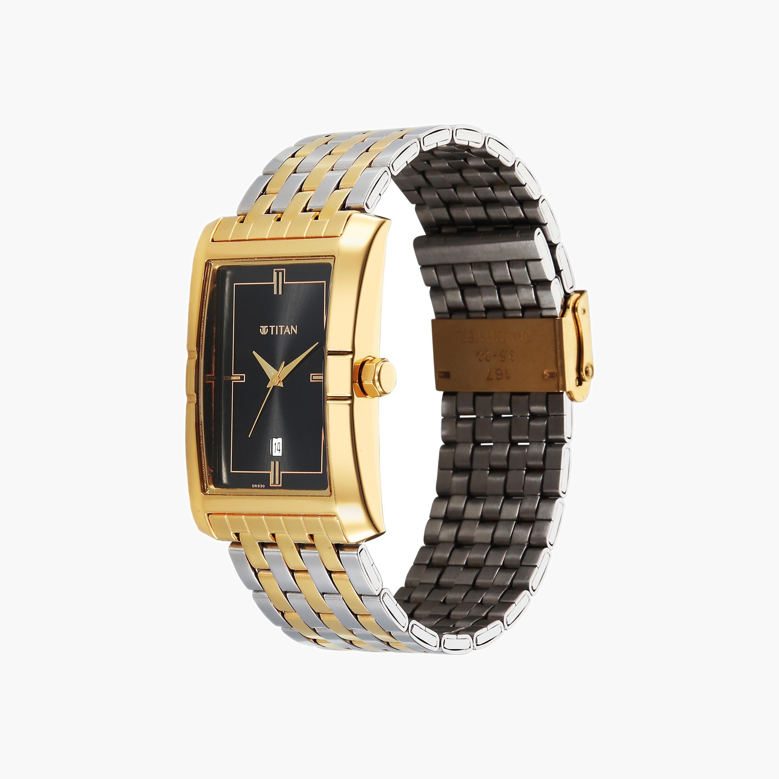 Titan Rectangular Dial Two-Tone Quartz Watch-men-watchesandjewellery-watches-image-2