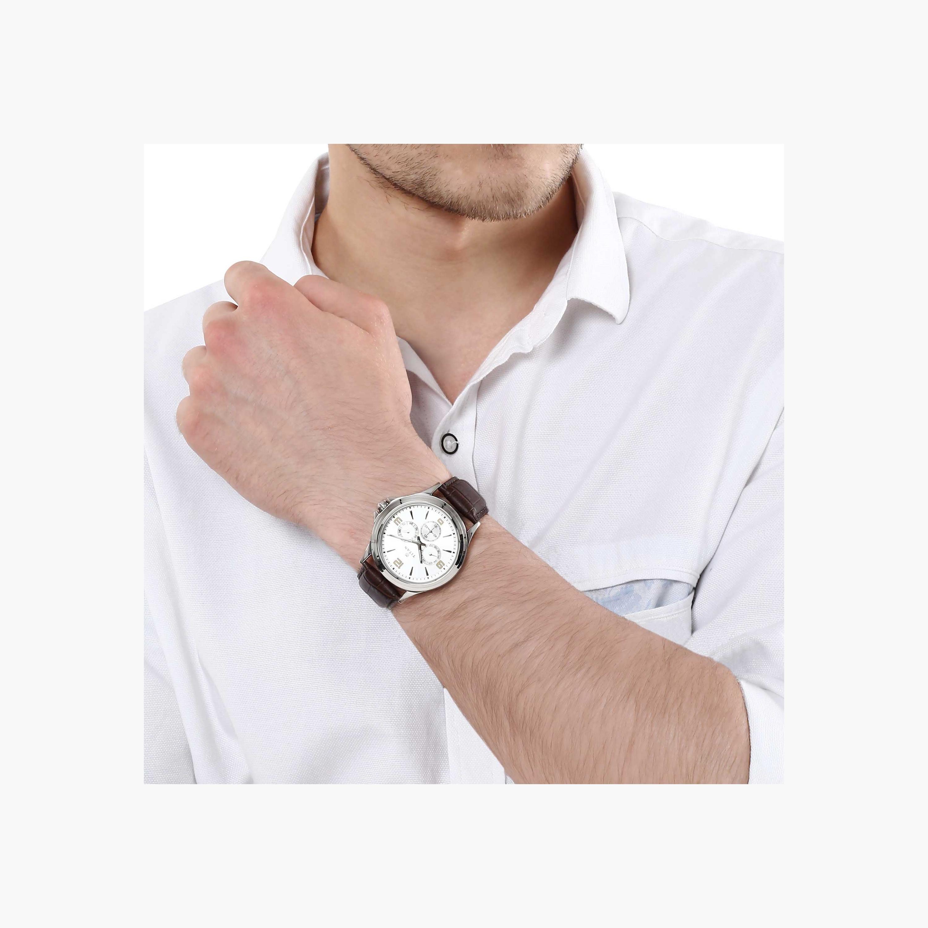 Titan Multifunction Leather Strap Men's Watch-men-watchesandjewellery-watches-image-2