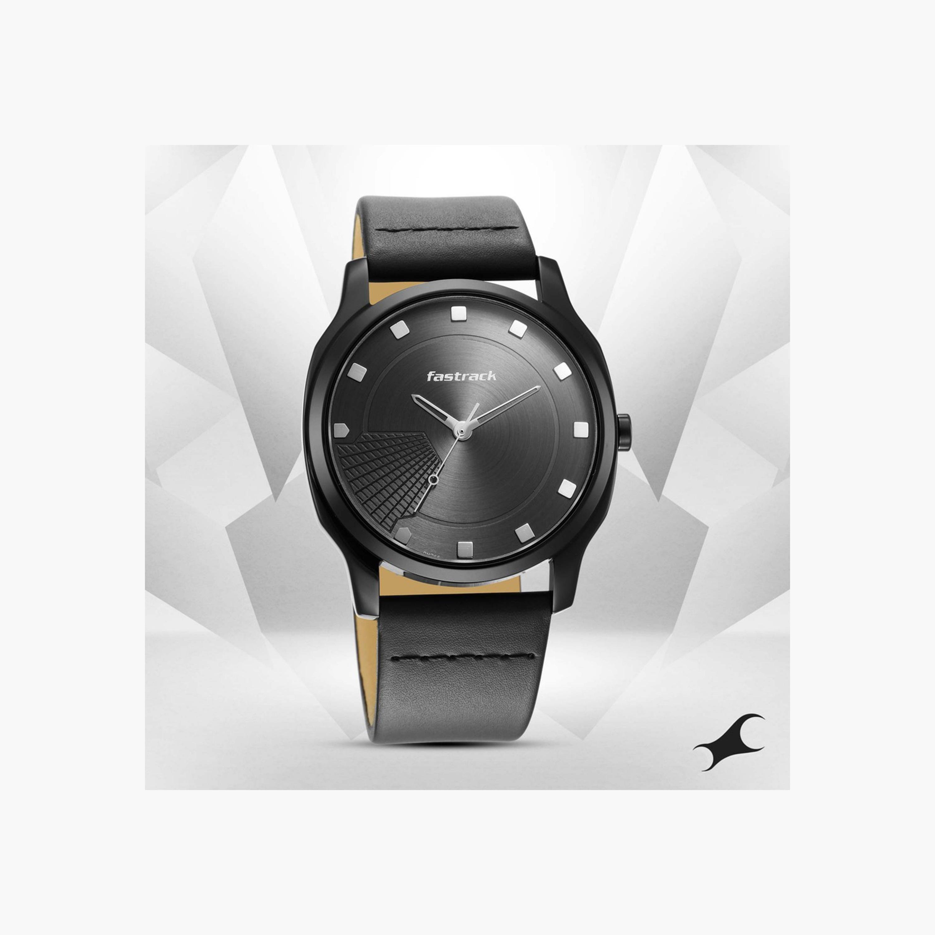 Fastrack Anthracite Dial Leather Watch-men-watchesandjewellery-watches-image-5
