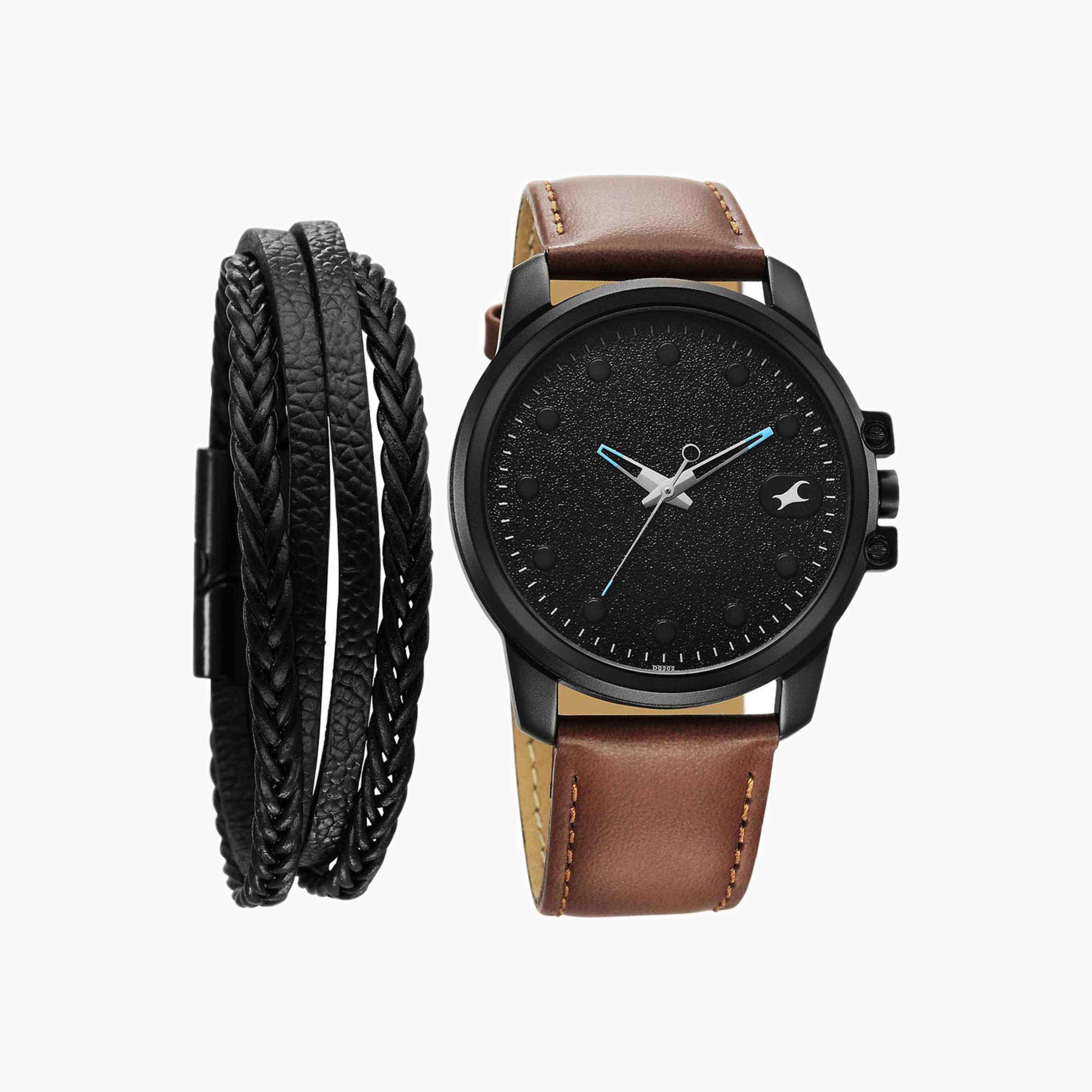 Fastrack Black Dial Brown Strap Watch-men-watchesandjewellery-watches-image-2
