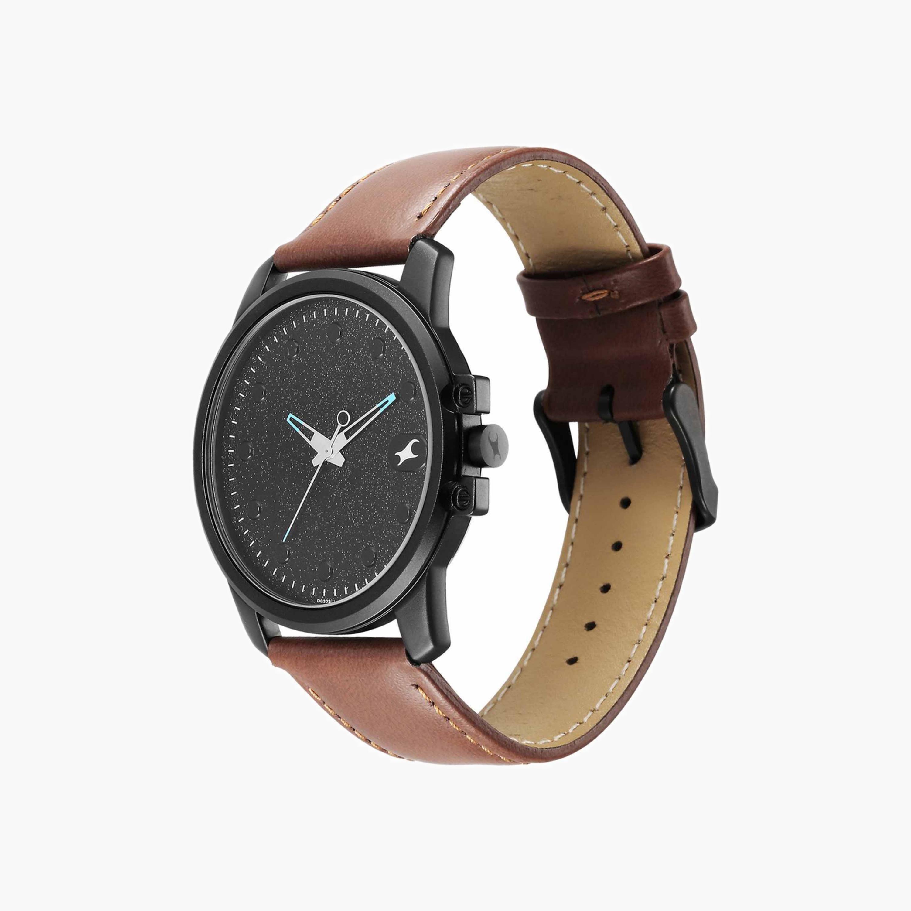 Fastrack Black Dial Brown Strap Watch-men-watchesandjewellery-watches-image-3