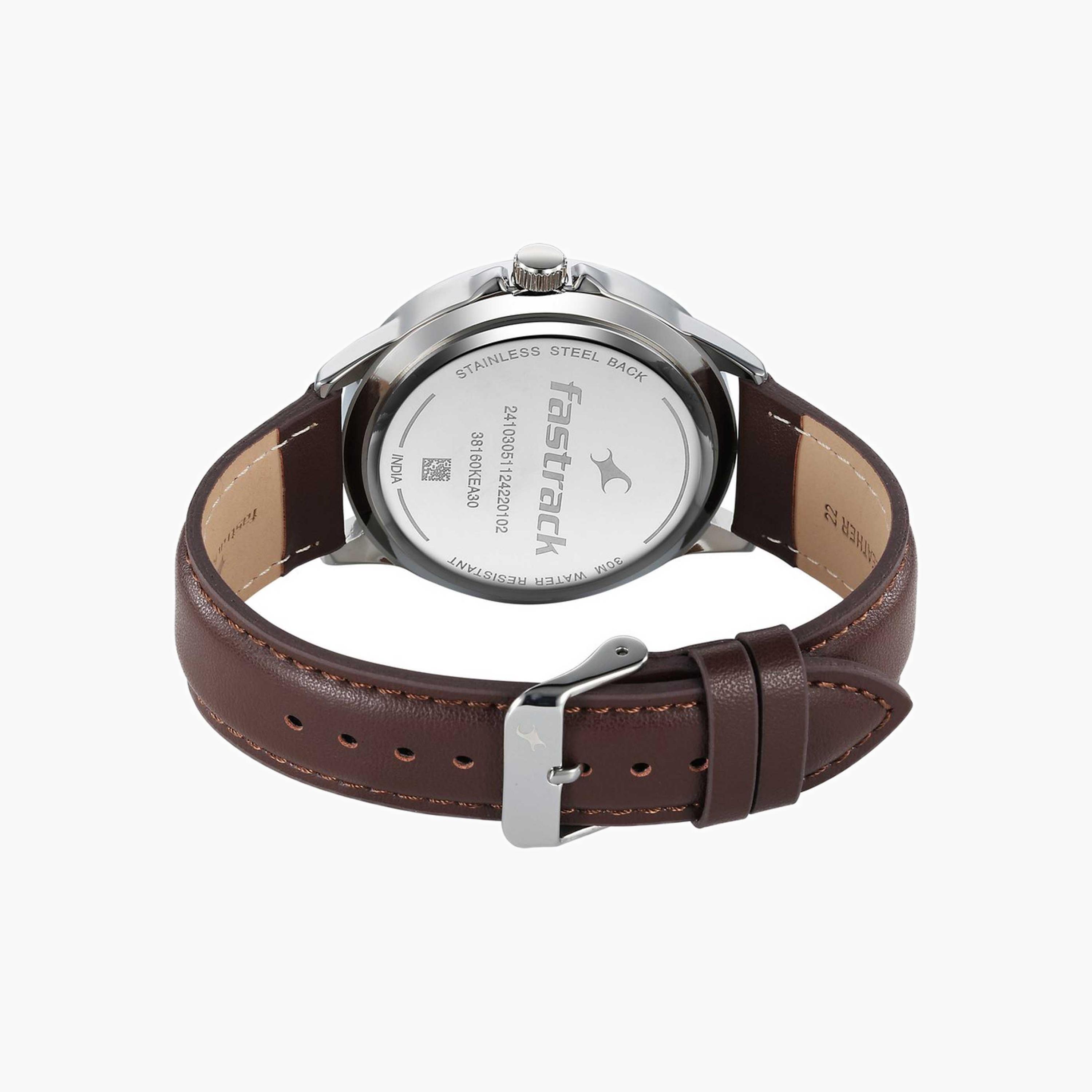 Fastrack Green Dial Brown Leather Strap Watch-men-watchesandjewellery-watches-image-3