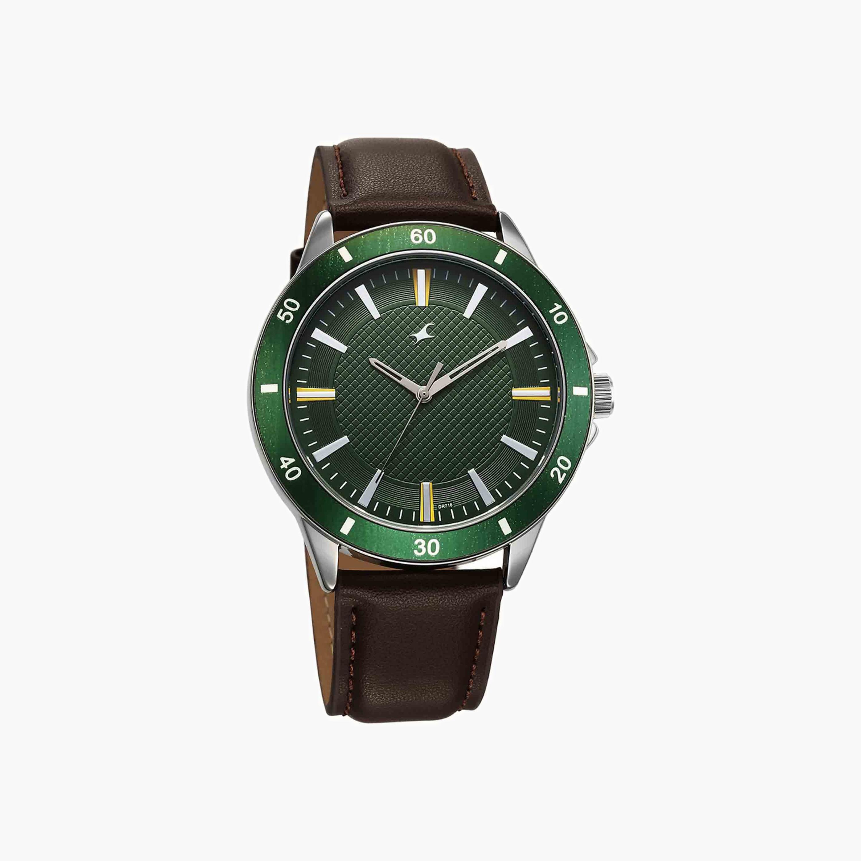 Fastrack Green Dial Brown Leather Strap Watch-men-watchesandjewellery-watches-image-4