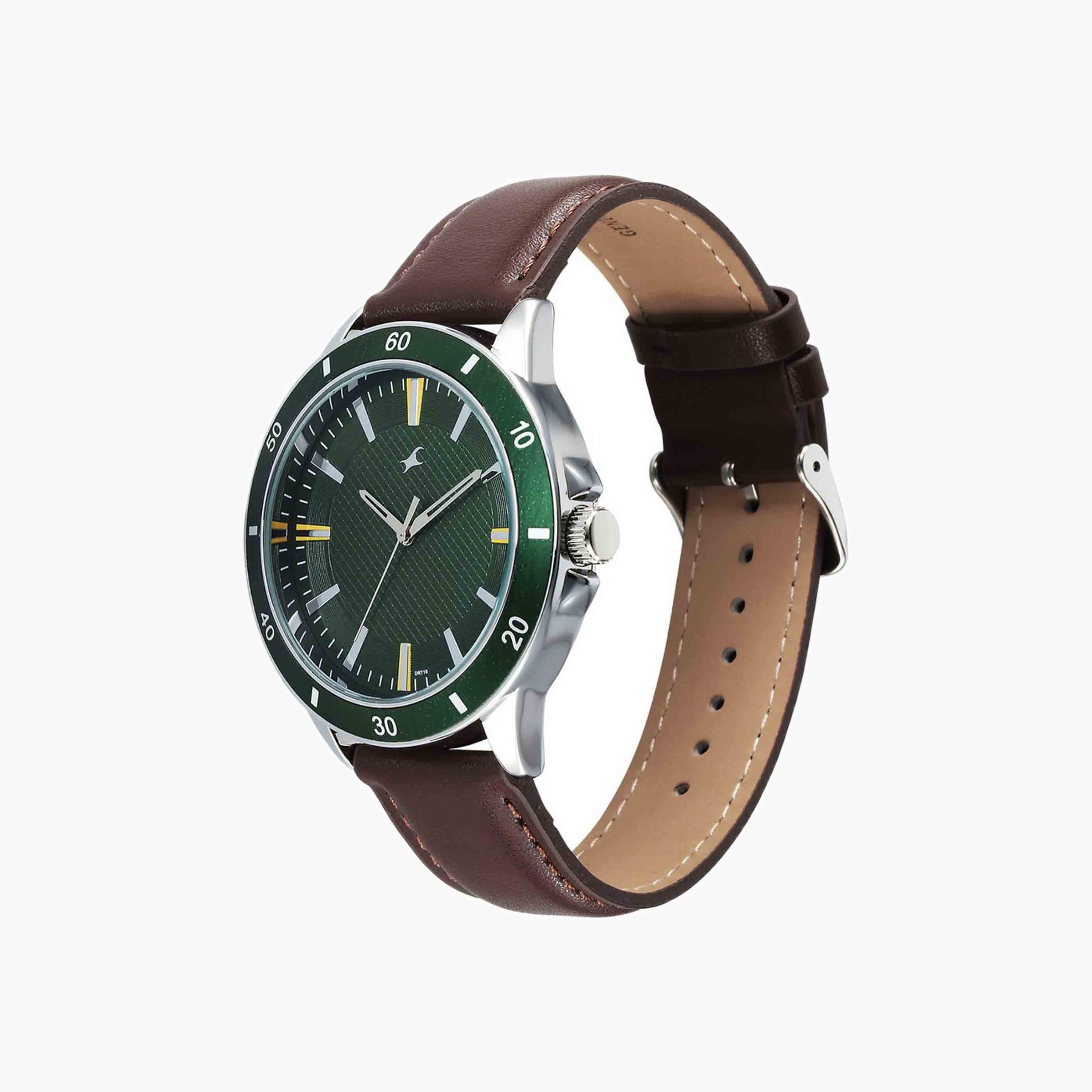 Fastrack Green Dial Brown Leather Strap Watch-men-watchesandjewellery-watches-image-5