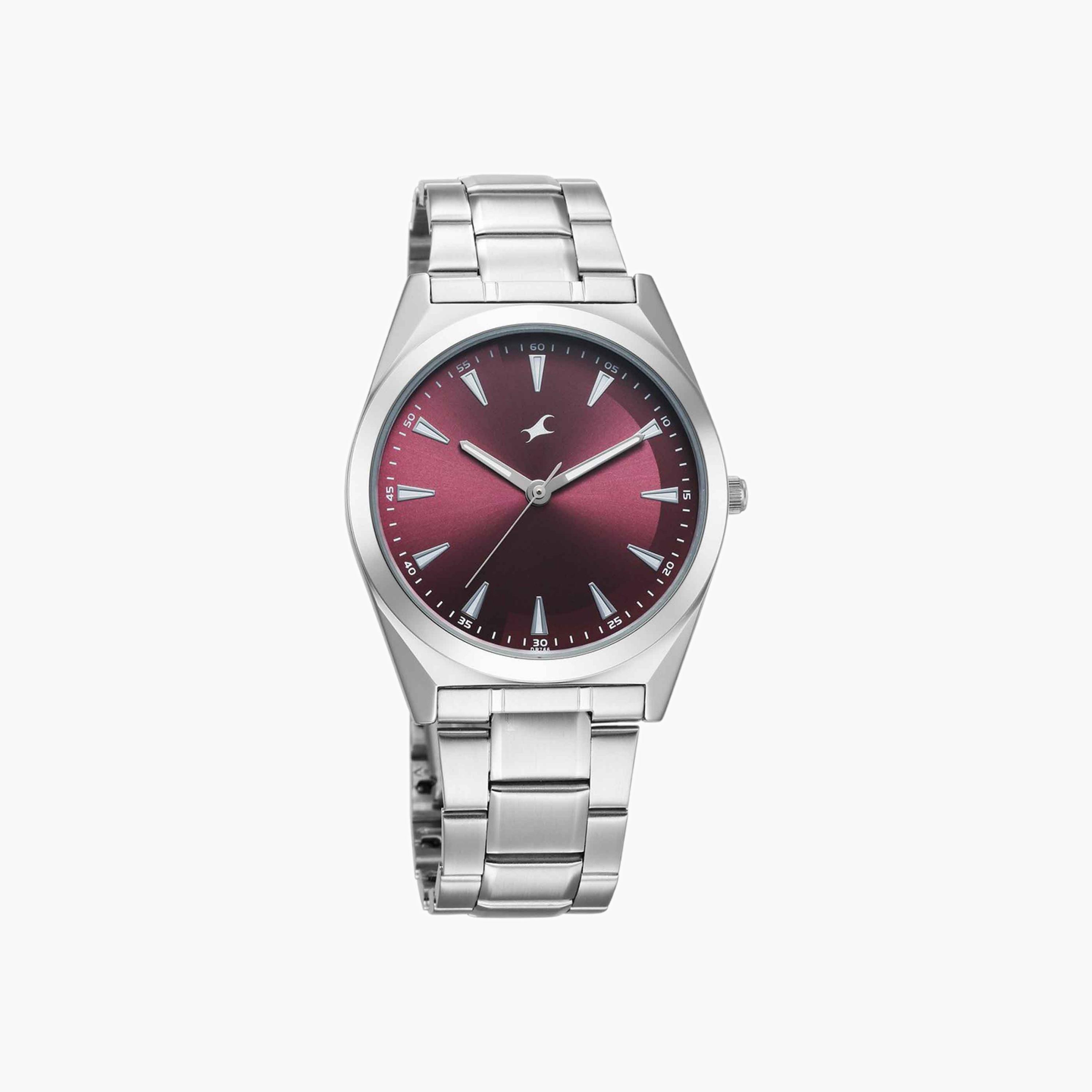 Fastrack Stainless Steel Maroon Dial Gents Watch-men-watchesandjewellery-watches-image-1