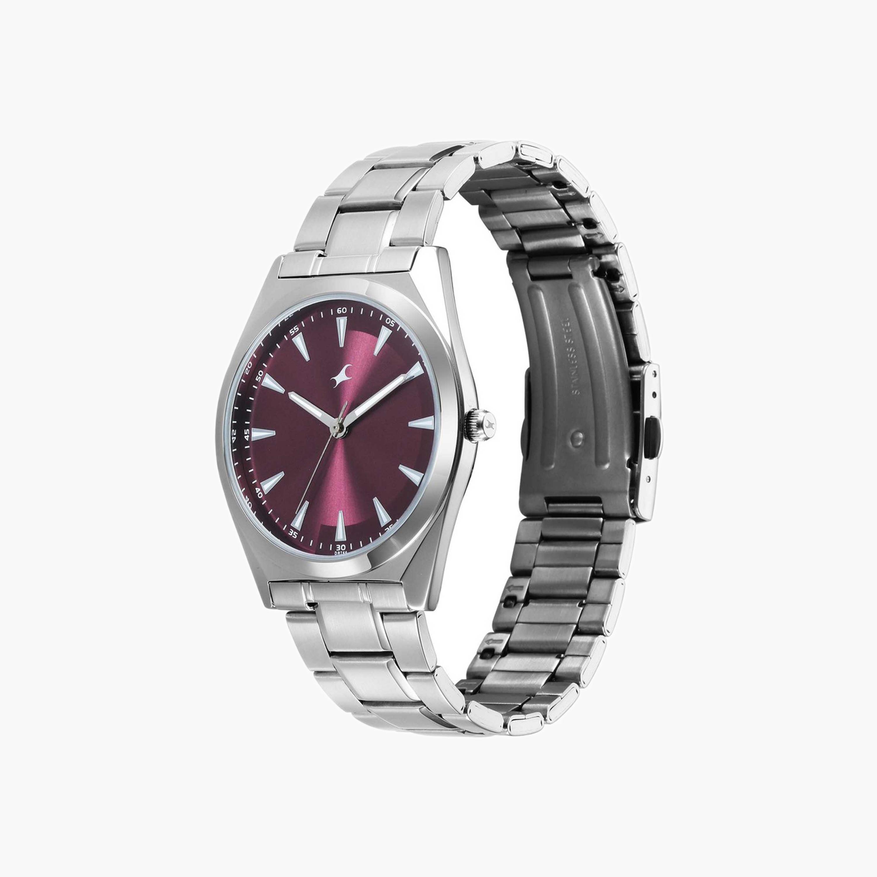 Fastrack Stainless Steel Maroon Dial Gents Watch-men-watchesandjewellery-watches-image-2