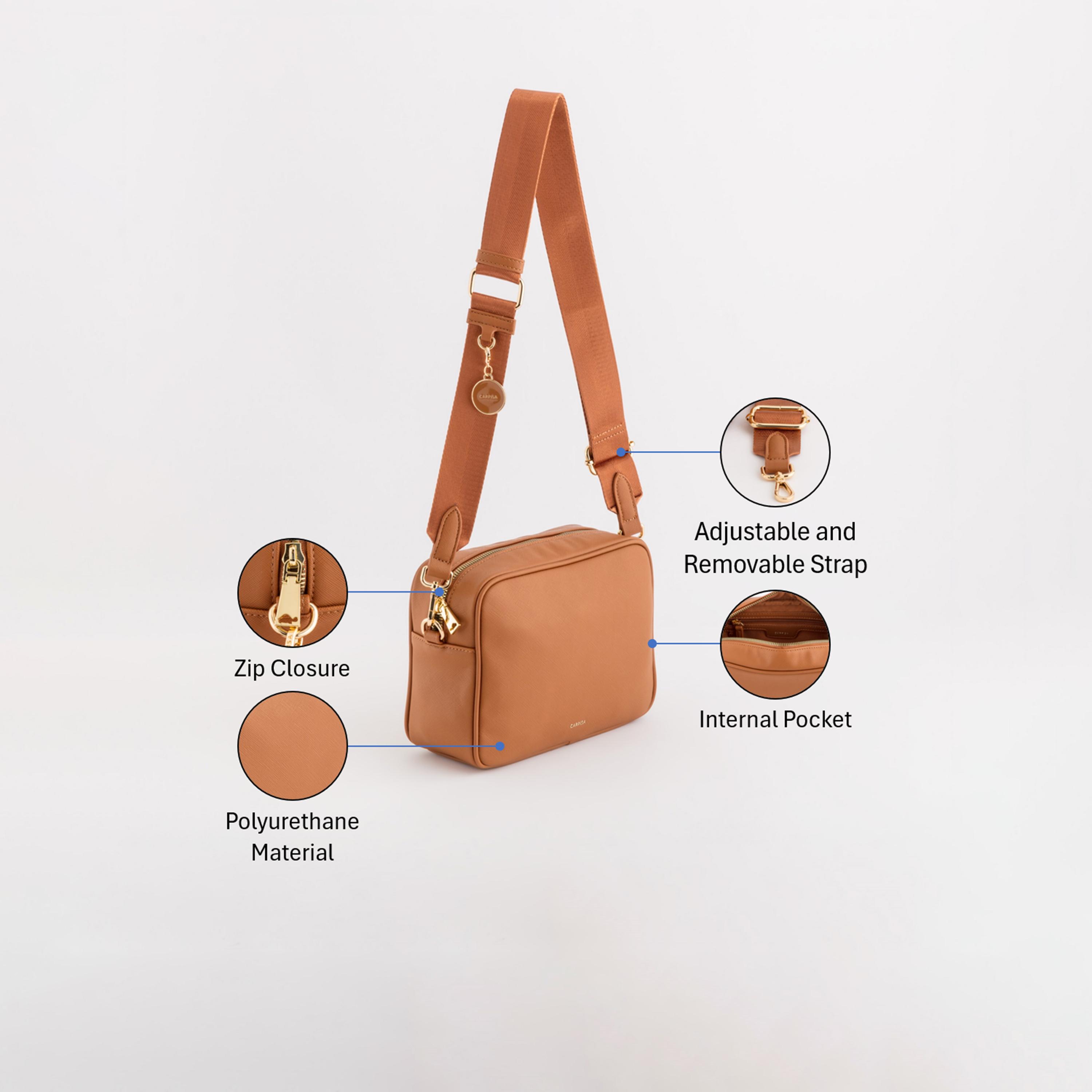 Carpisa Loto V2 Solid Crossbody Bag with Zipper Closure | 23 x 18 x 8 cm-women-bagsandwallets-handbags-image-3