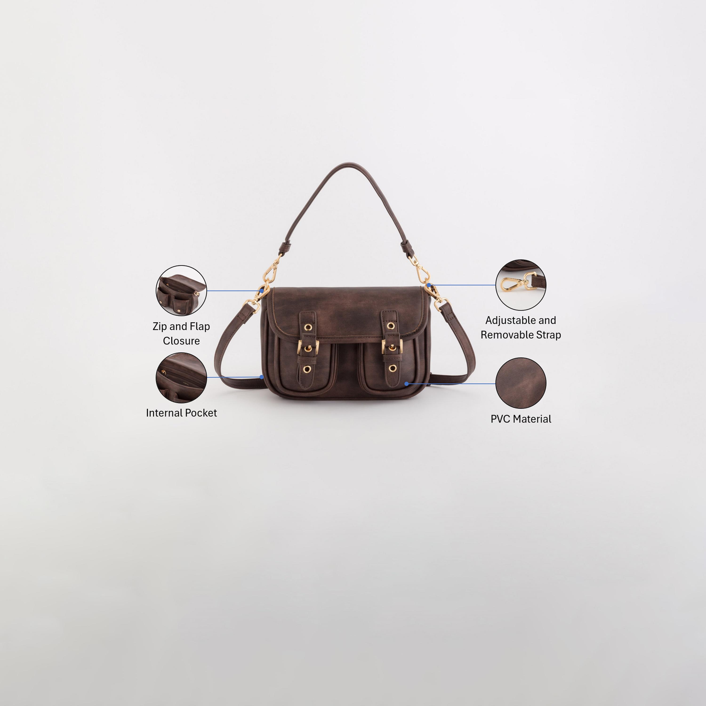 Carpisa Madrid Self Design Crossbody Bag with Flap Closure | 22 x 14.50 x 6.50 cm-women-bagsandwallets-handbags-image-3